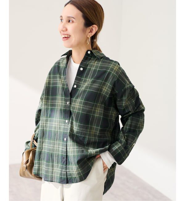FRAMeWORK「コットンウールチェックレギュラーシャツ」|シャツ・ブラウス|グリーン
