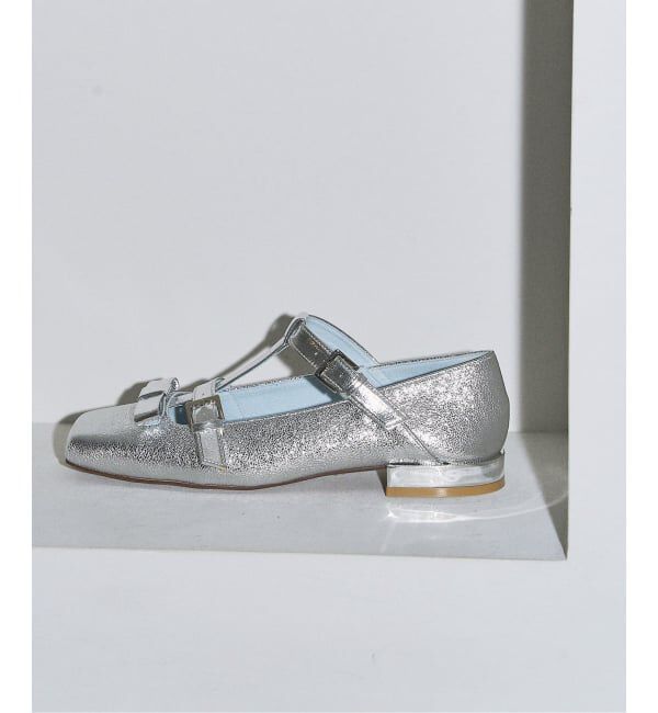 GRISE「GRISEスクエアダブルTストラップフラット」|その他|シルバー