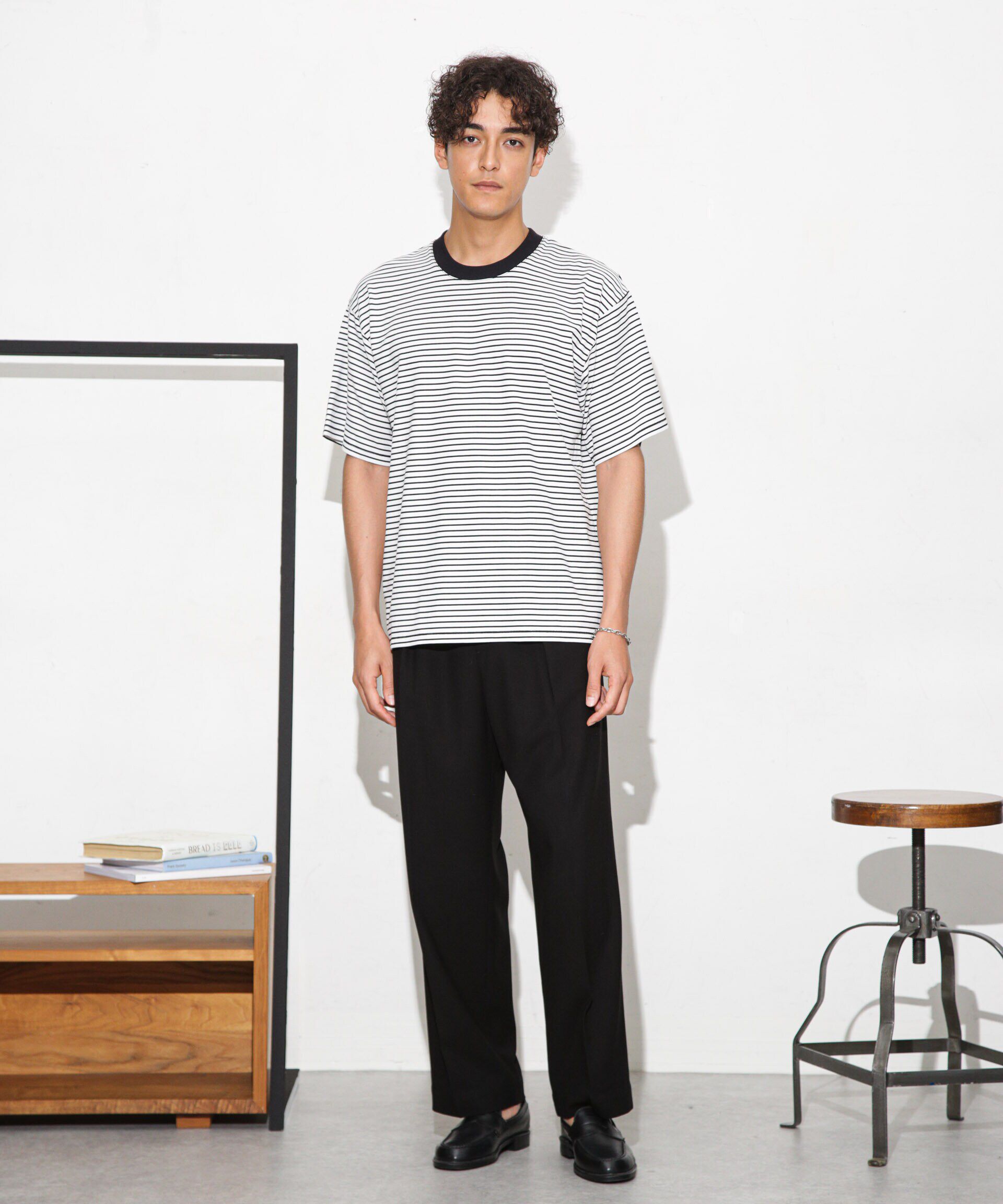 nano･universe「Anti Soaked 汗染み防止ボーダークルーネックT半袖」|Tシャツ・カットソー|