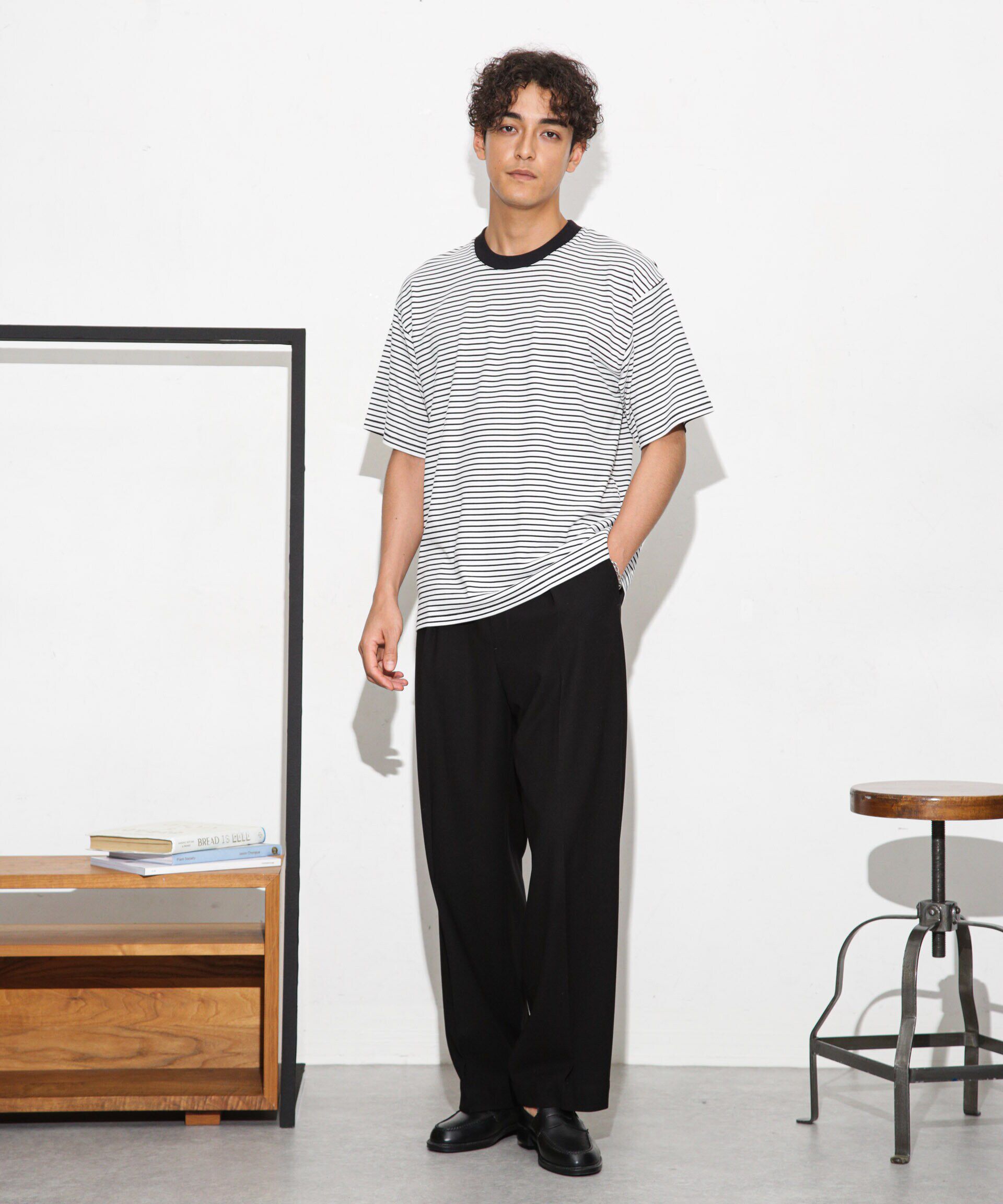 nano･universe「Anti Soaked 汗染み防止ボーダークルーネックT半袖」|Tシャツ・カットソー|