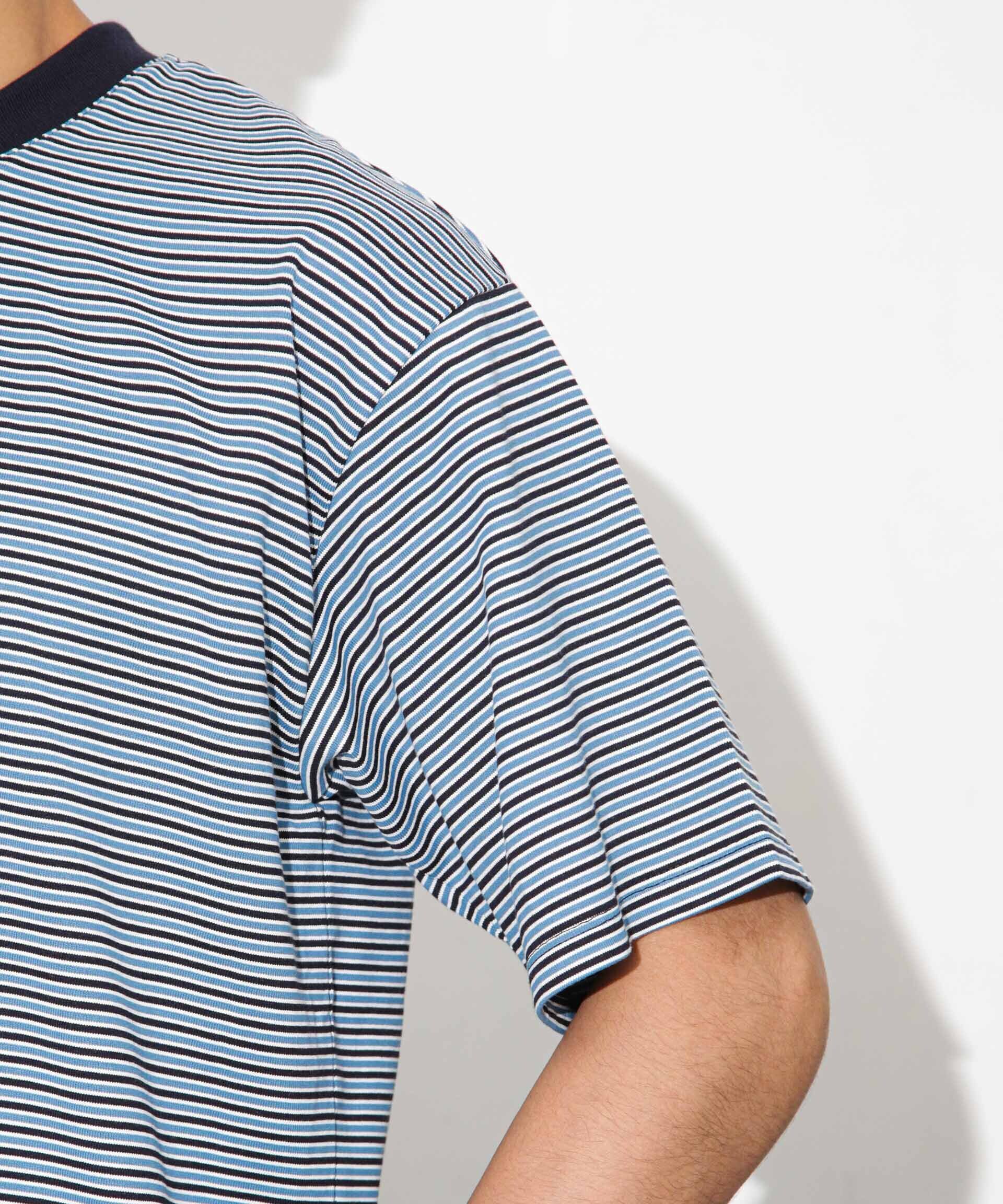 nano･universe「Anti Soaked 汗染み防止ボーダークルーネックT半袖」|Tシャツ・カットソー|