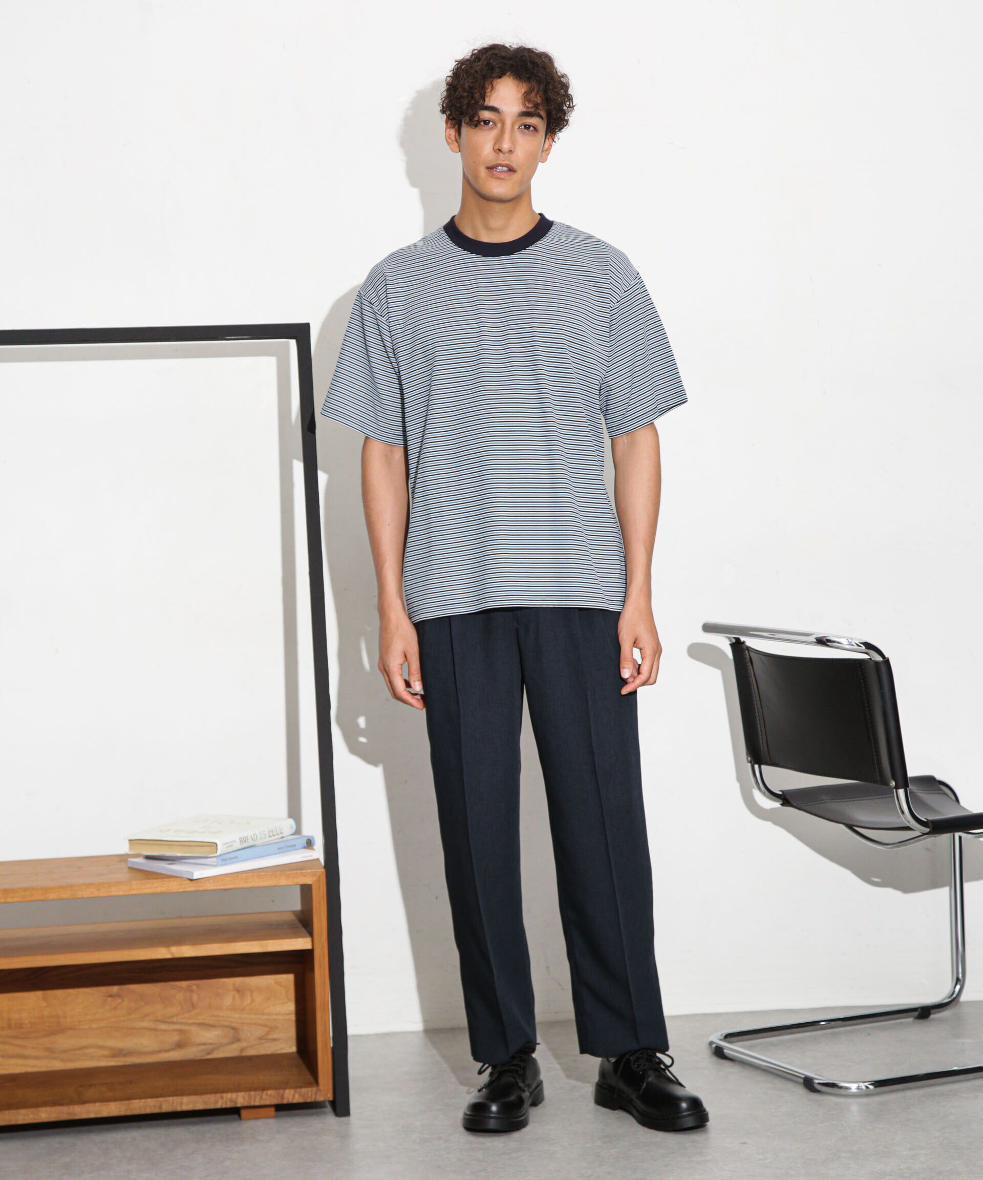 nano･universe「Anti Soaked 汗染み防止ボーダークルーネックT半袖」|Tシャツ・カットソー|