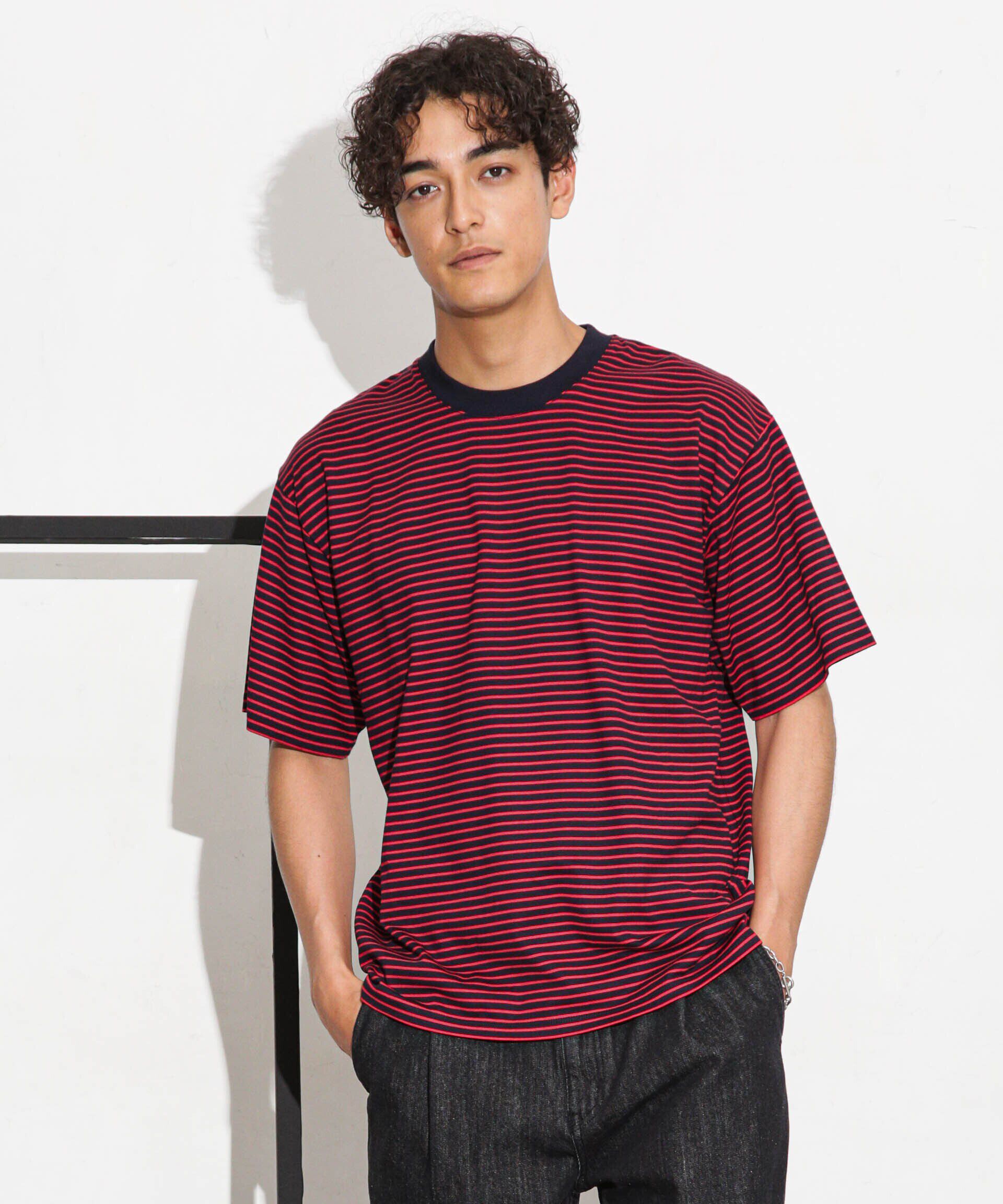 nano･universe「Anti Soaked 汗染み防止ボーダークルーネックT半袖」|Tシャツ・カットソー|