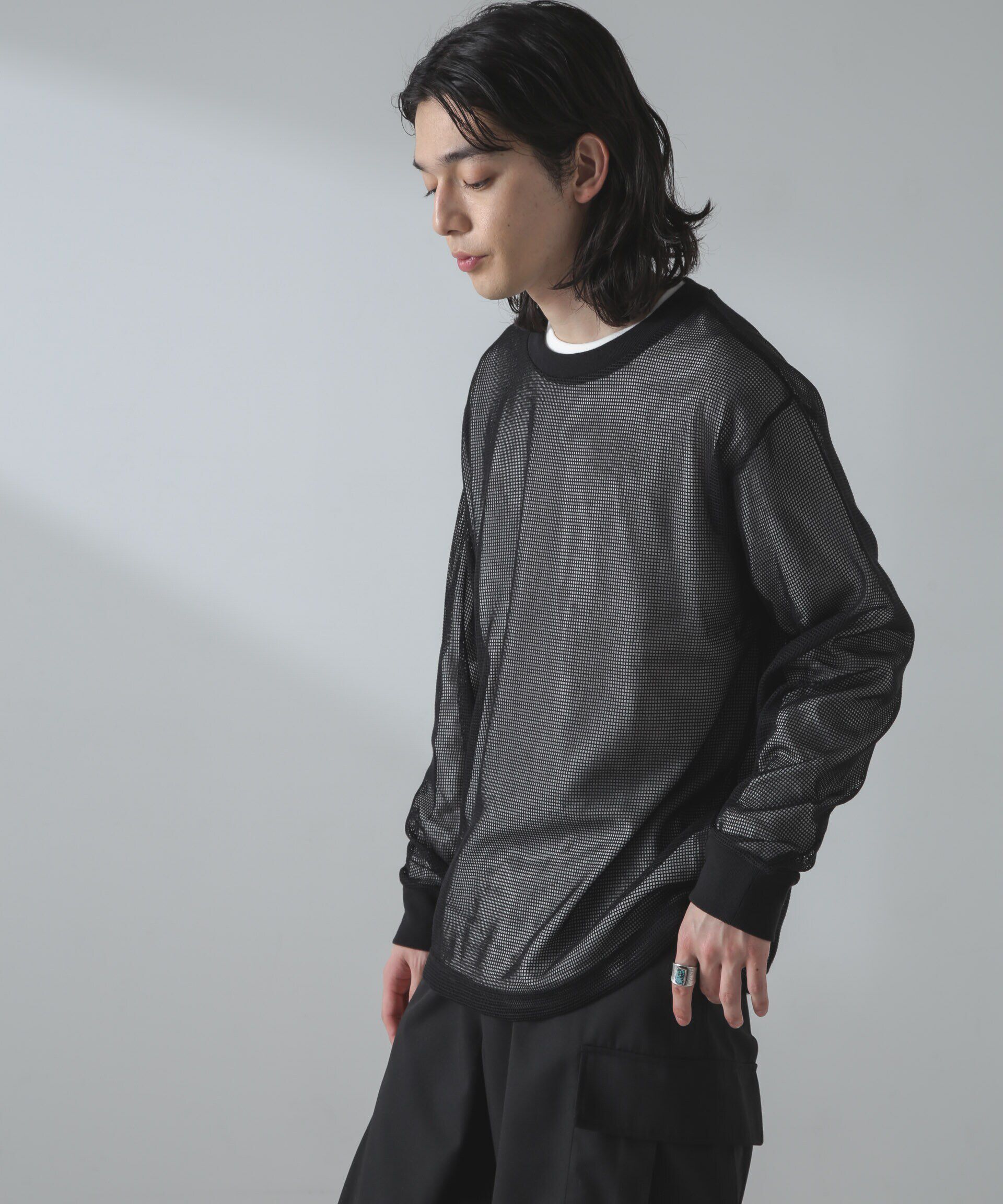 nano･universe「アンサンブルメッシュTシャツ 長袖」|Tシャツ・カットソー|