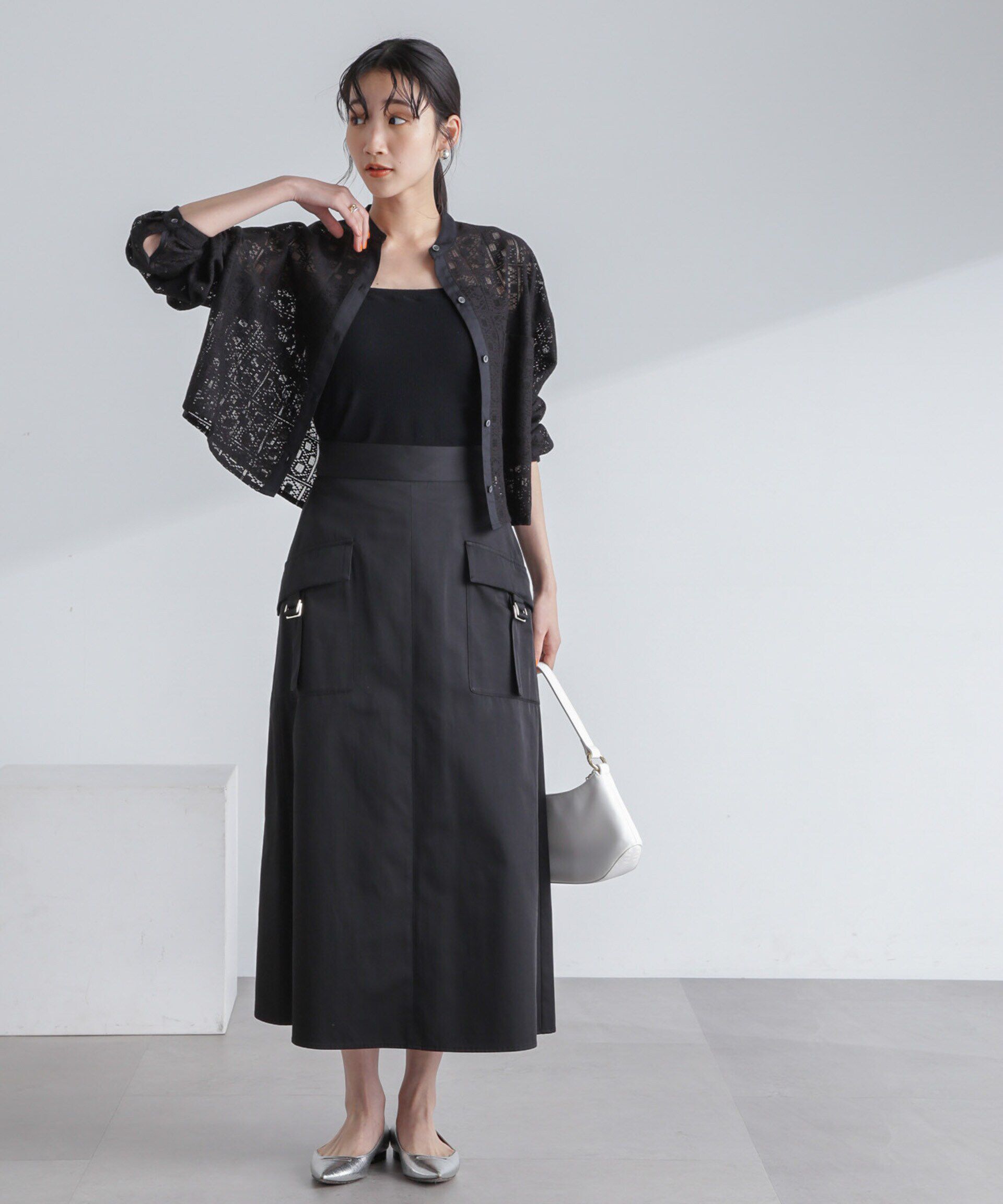 nano･universe「フラップポケットフレアスカート」|スカート|