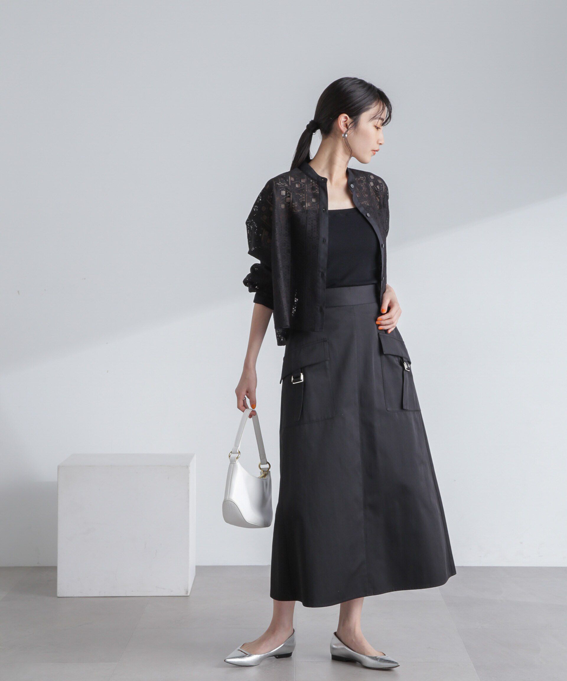 nano･universe「フラップポケットフレアスカート」|スカート|