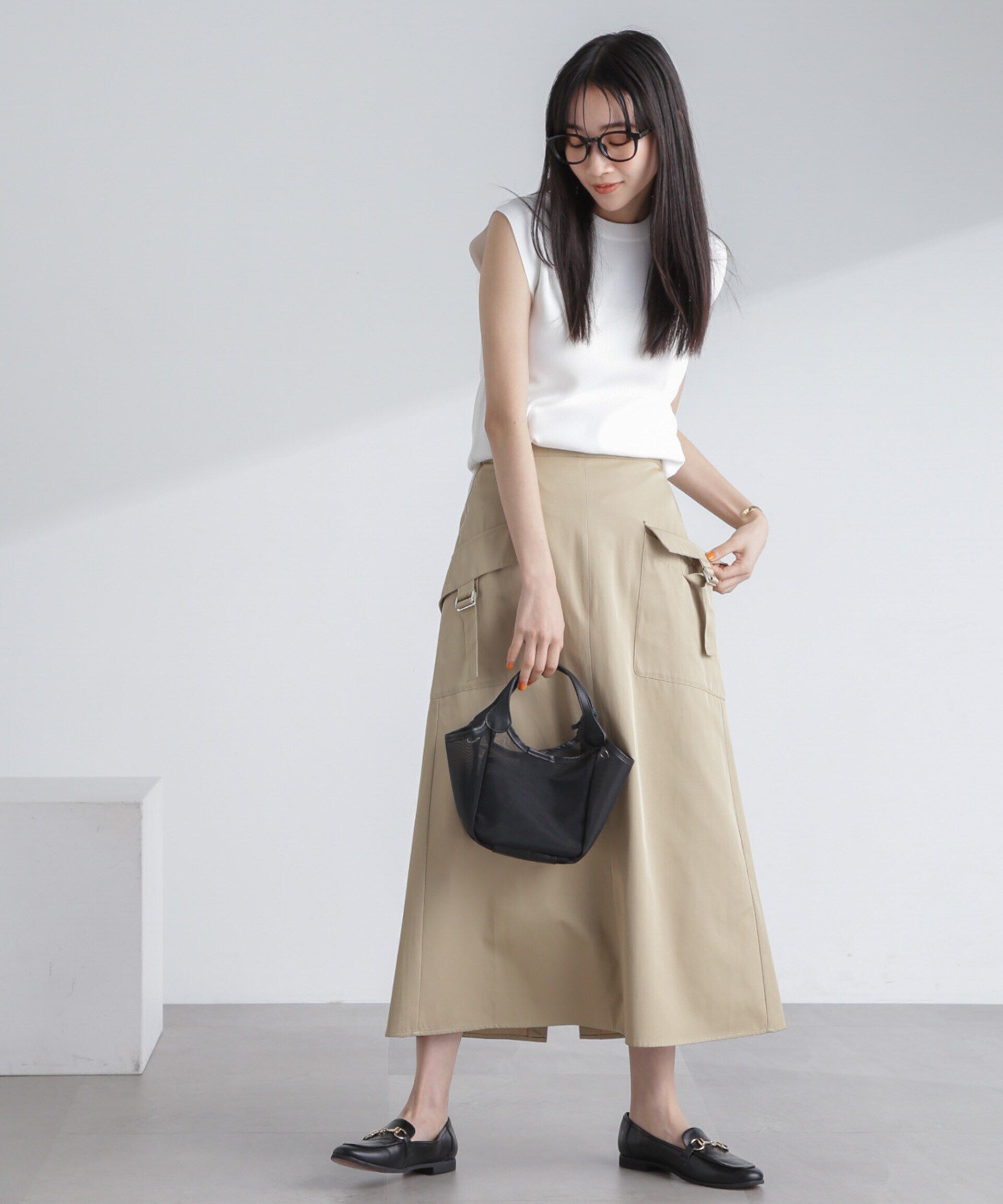 nano･universe「フラップポケットフレアスカート」|スカート|