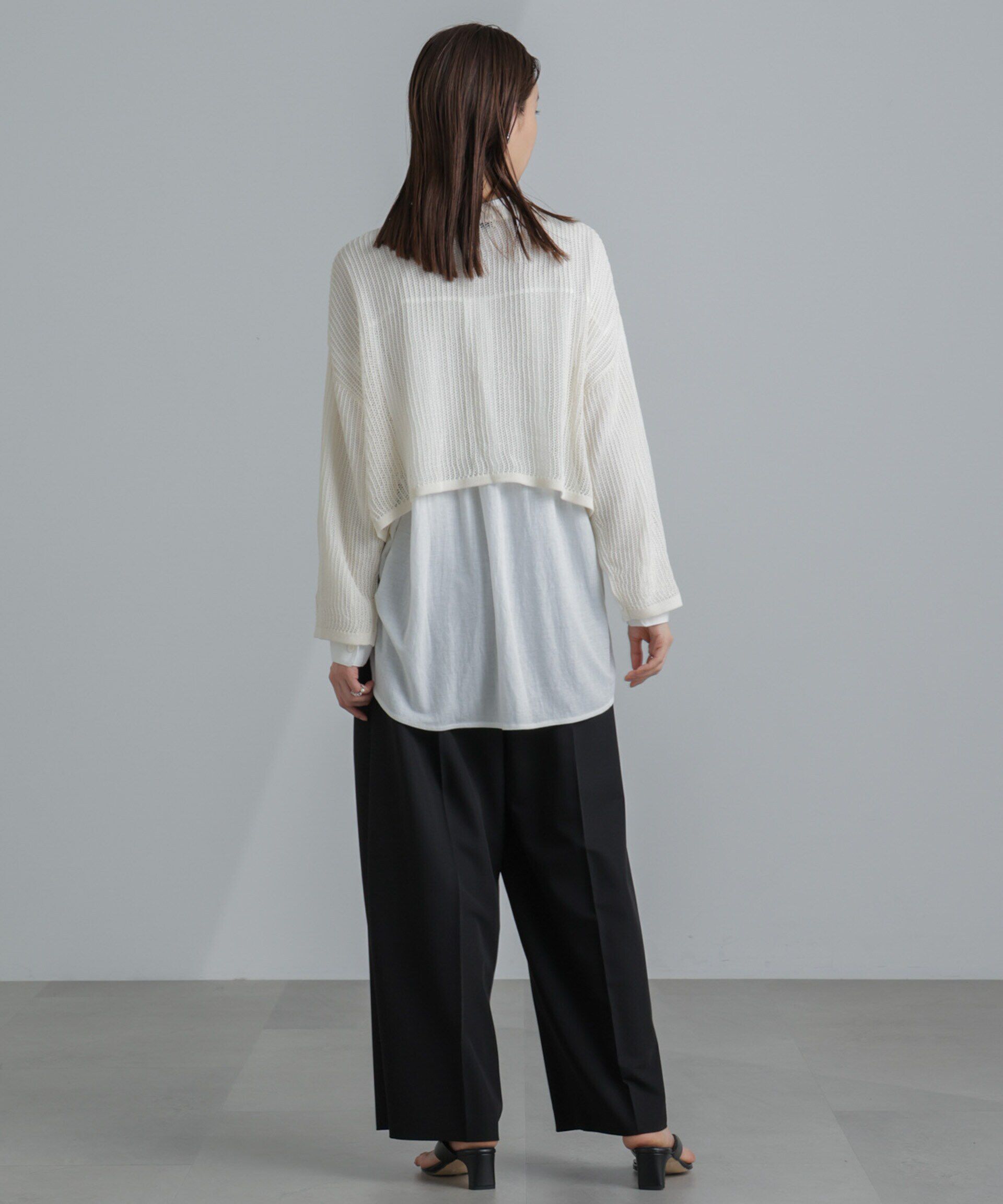 nano･universe「クロップドメッシュニットトップス」|ニット・セーター|