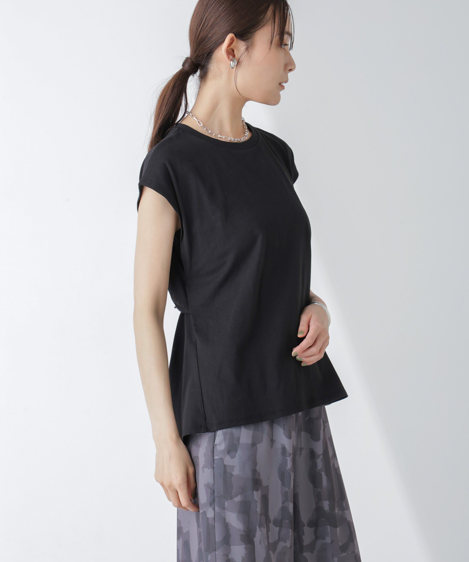 nano･universe「バックギャザーオープンデザイントップス」|Tシャツ・カットソー|