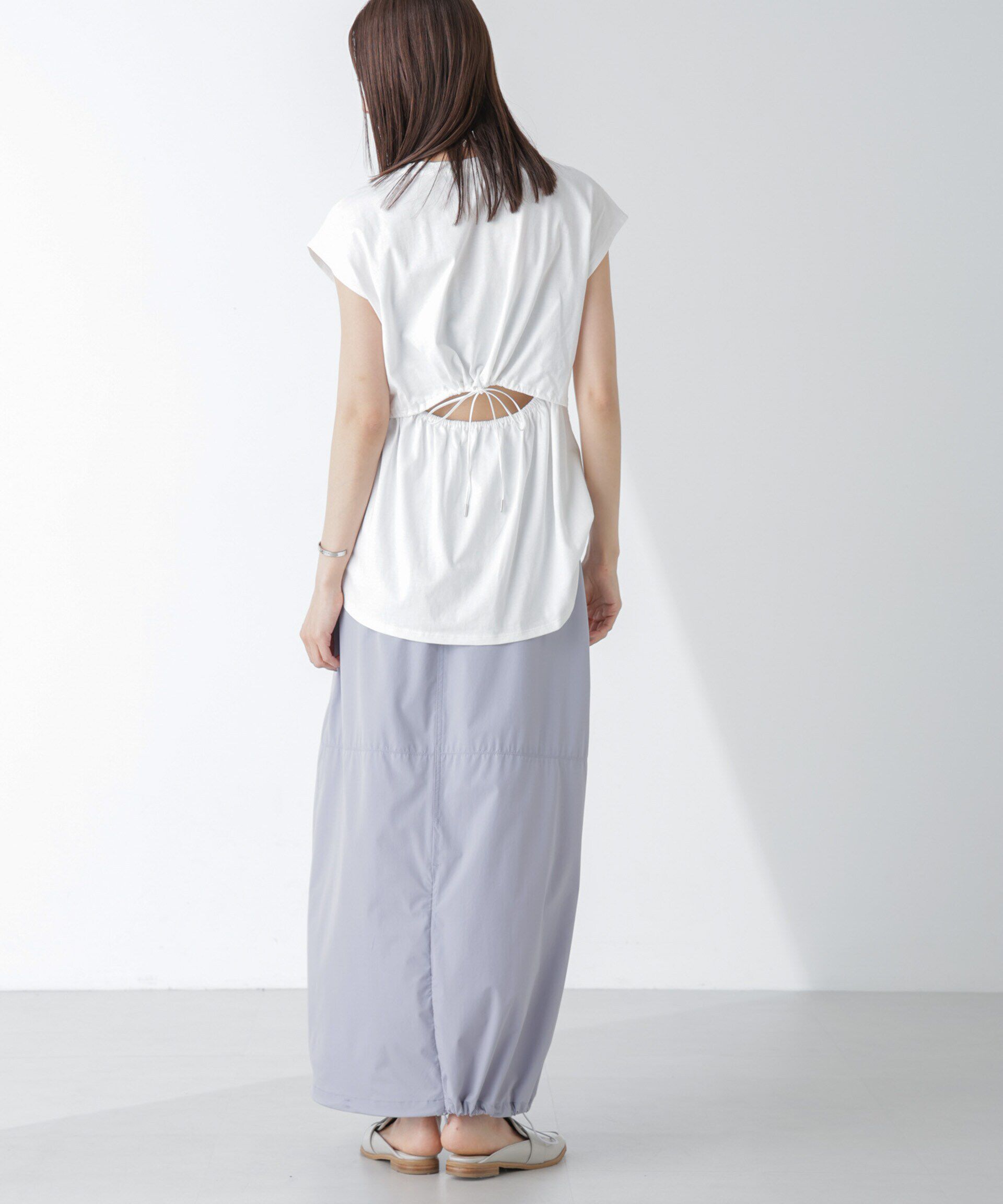 nano･universe「バックギャザーオープンデザイントップス」|Tシャツ・カットソー|