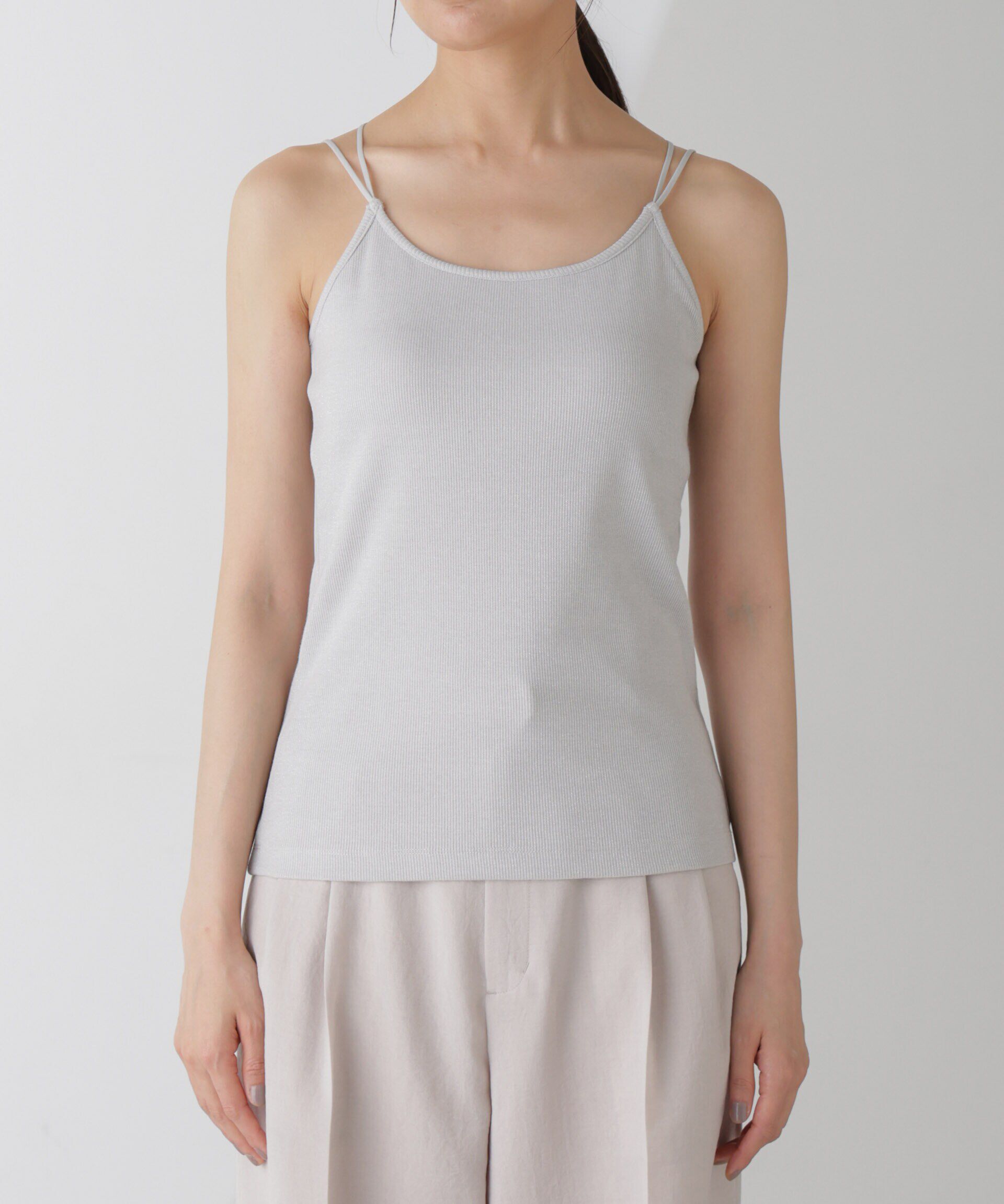 nano･universe「ラメテレコカップ付きバッククロスキャミソール」|Tシャツ・カットソー|