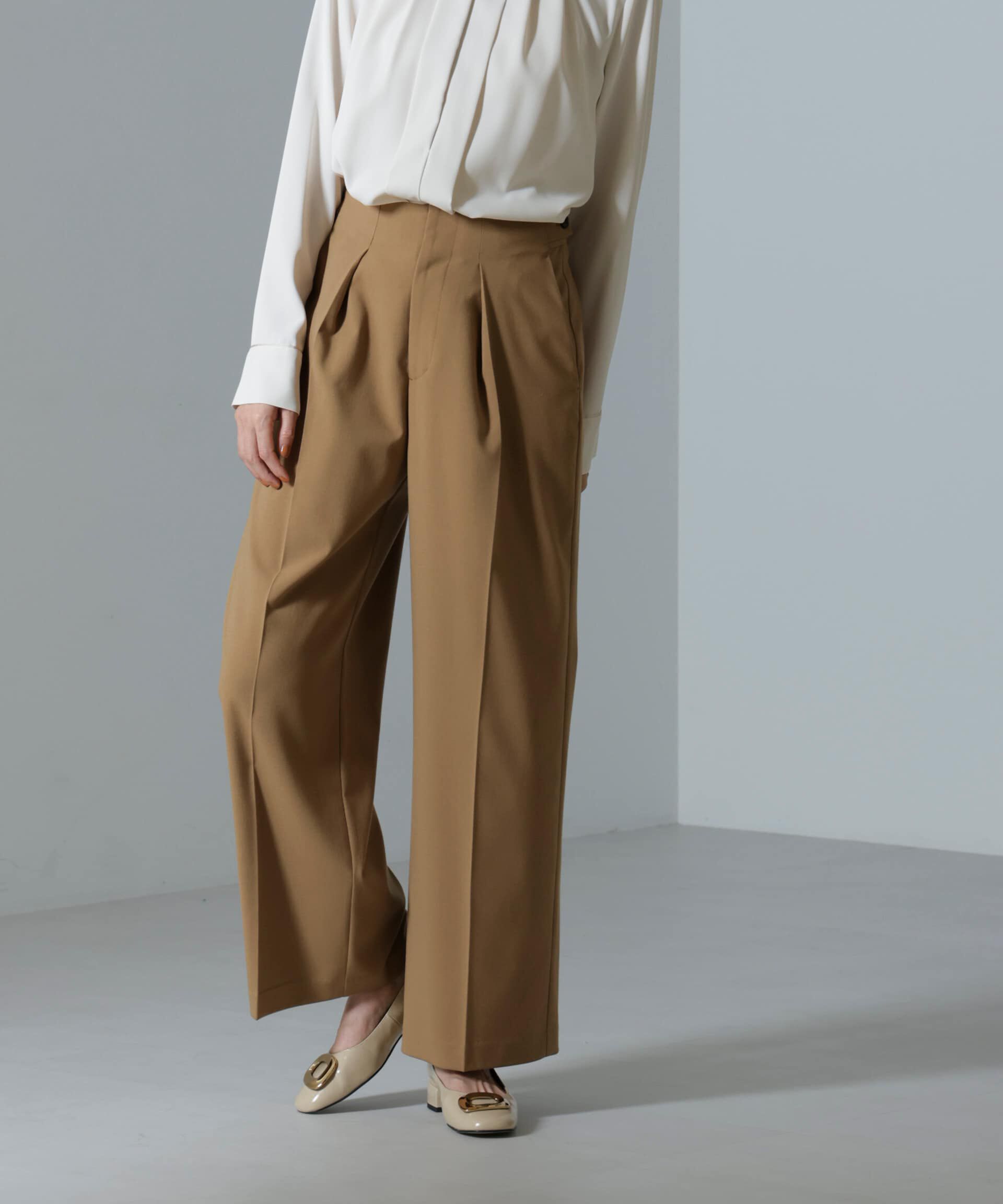 nano･universe「ドライウェザーストレッチ インタックワイドパンツ(セットアップ可)」|チノ|