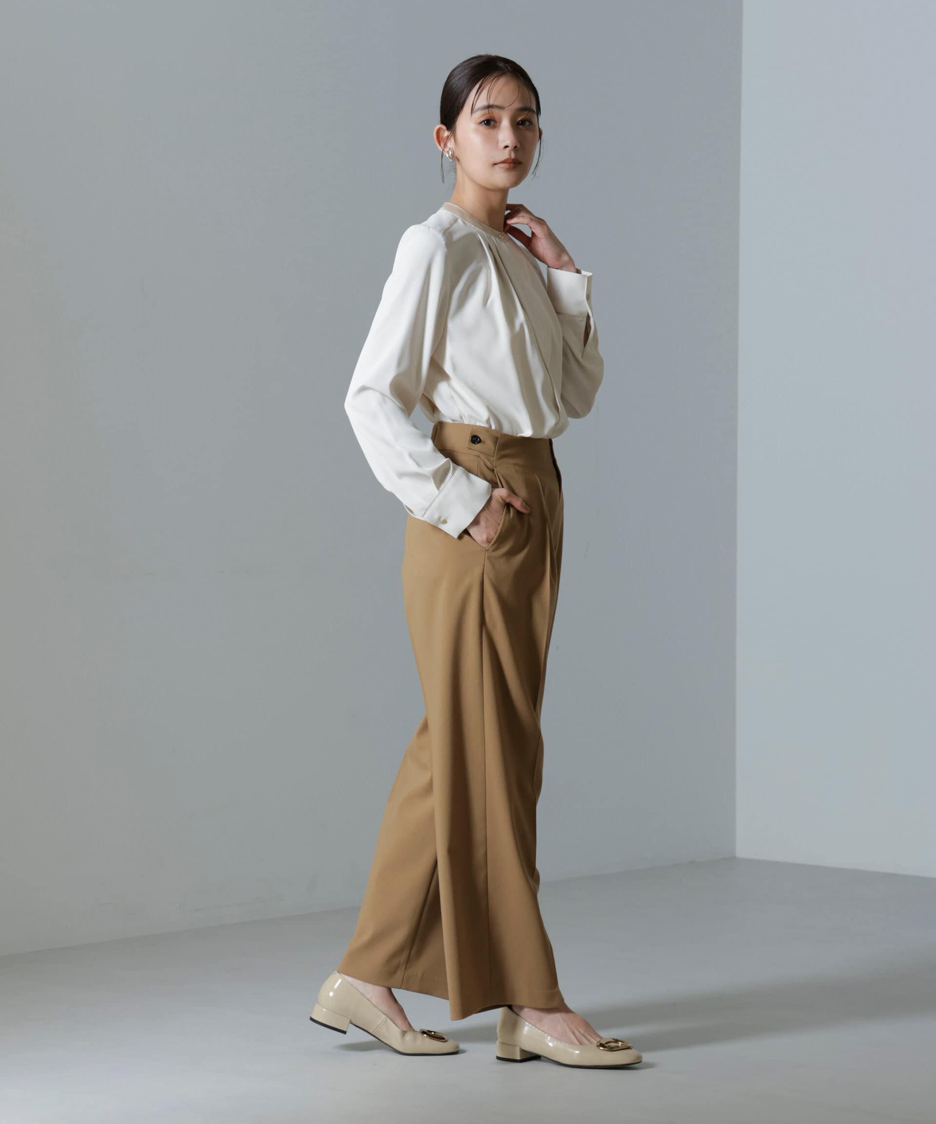 nano･universe「ドライウェザーストレッチ インタックワイドパンツ(セットアップ可)」|チノ|