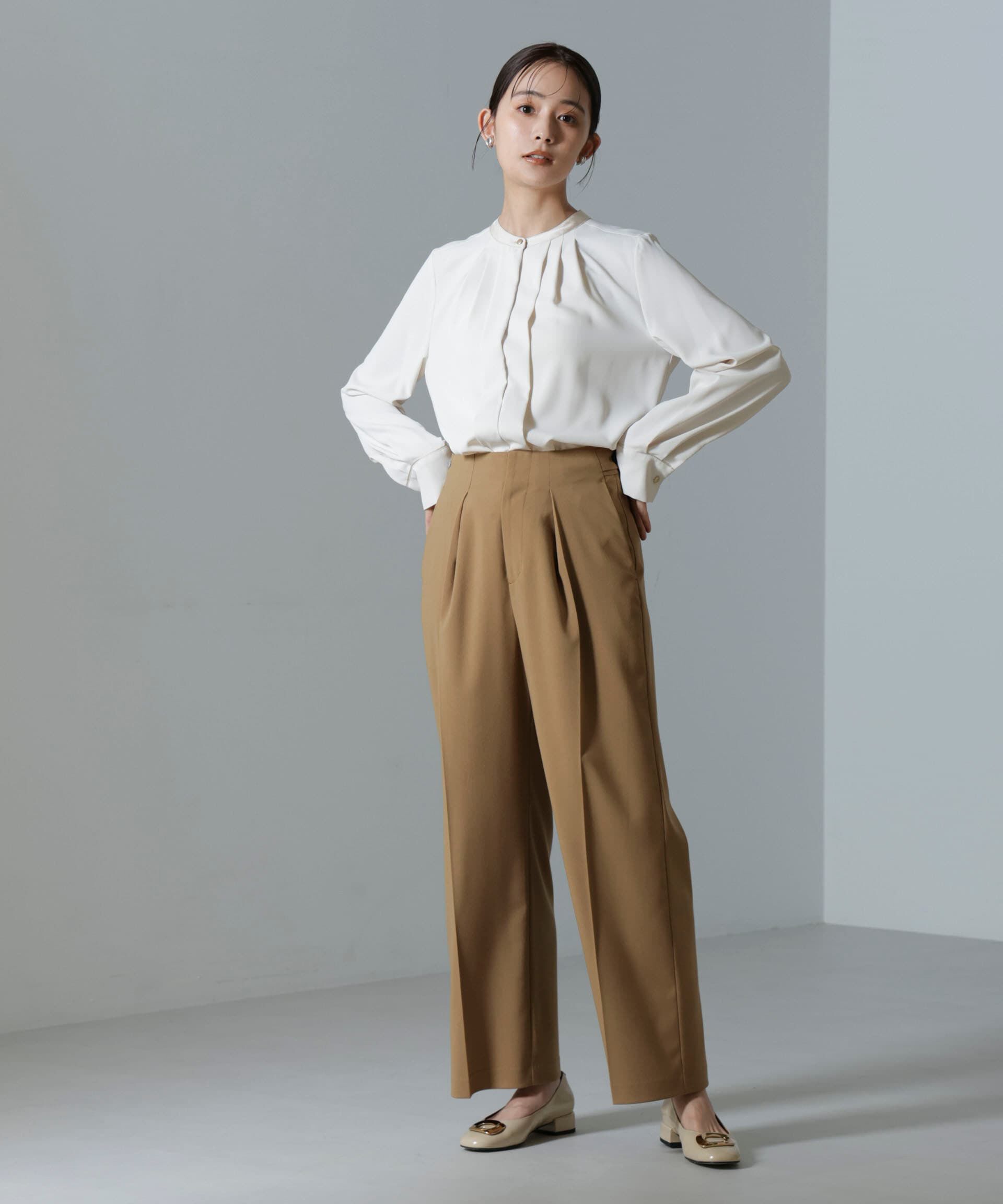 nano･universe「ドライウェザーストレッチ インタックワイドパンツ(セットアップ可)」|チノ|