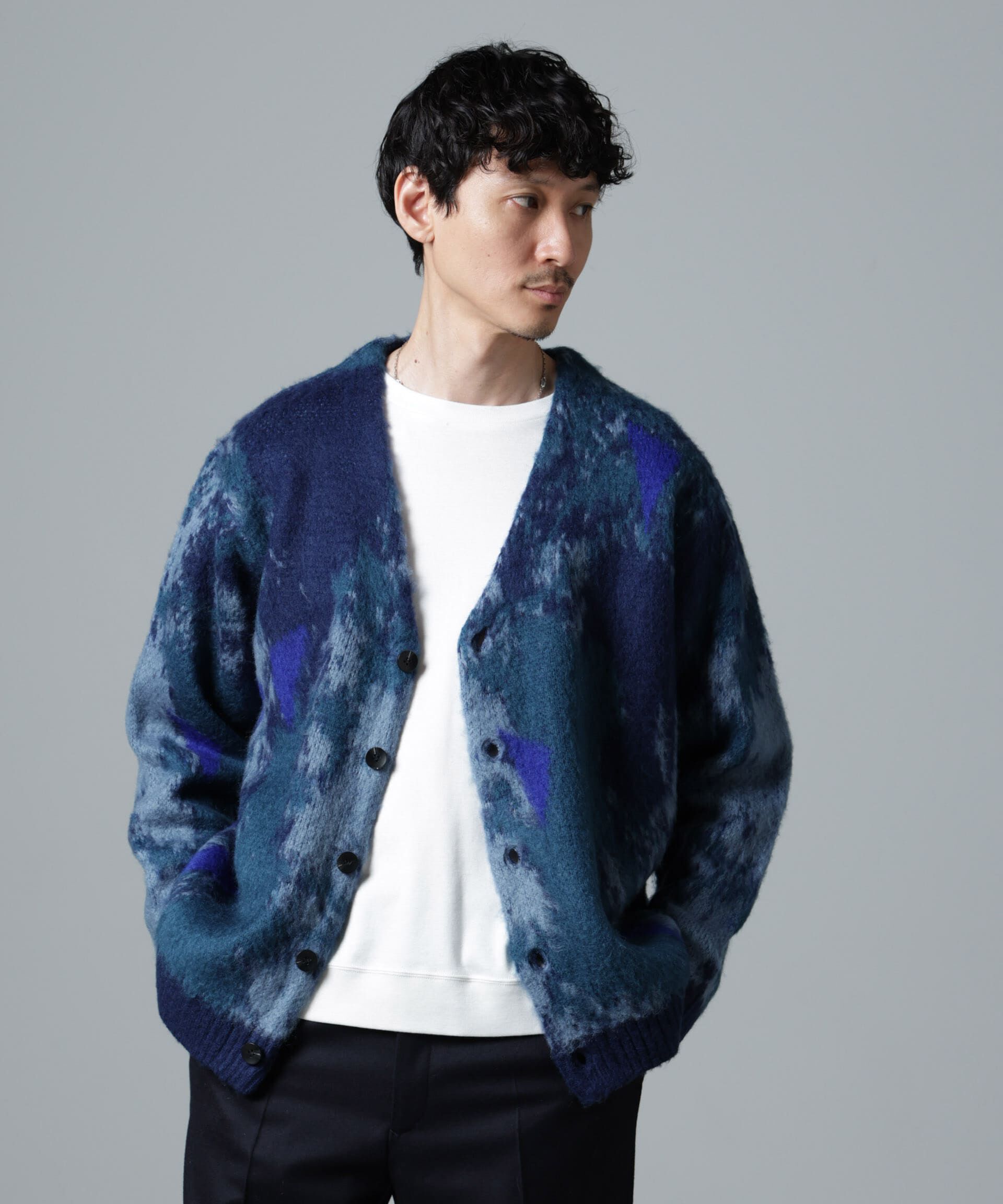 nano･universe「アート柄ニットカーディガン」|ニット・セーター|