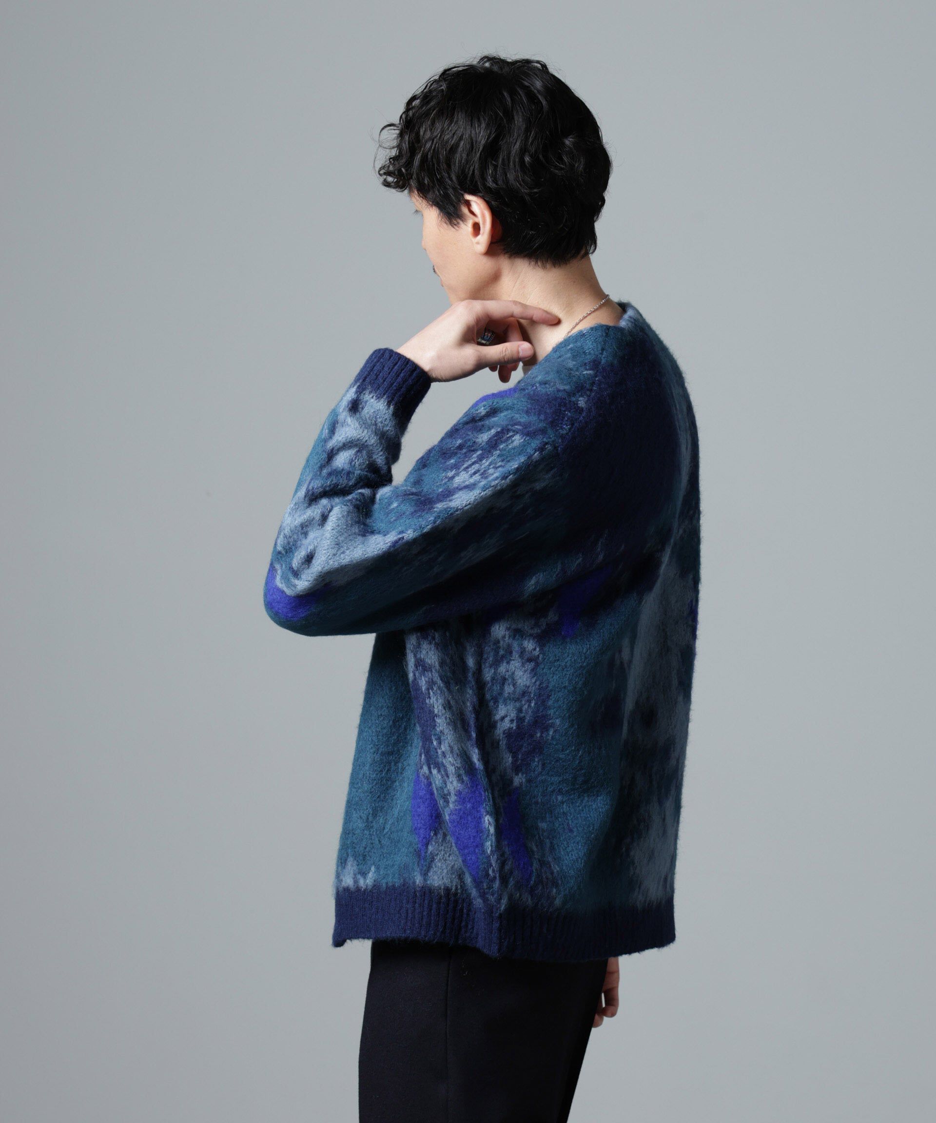 nano･universe「アート柄ニットカーディガン」|ニット・セーター|