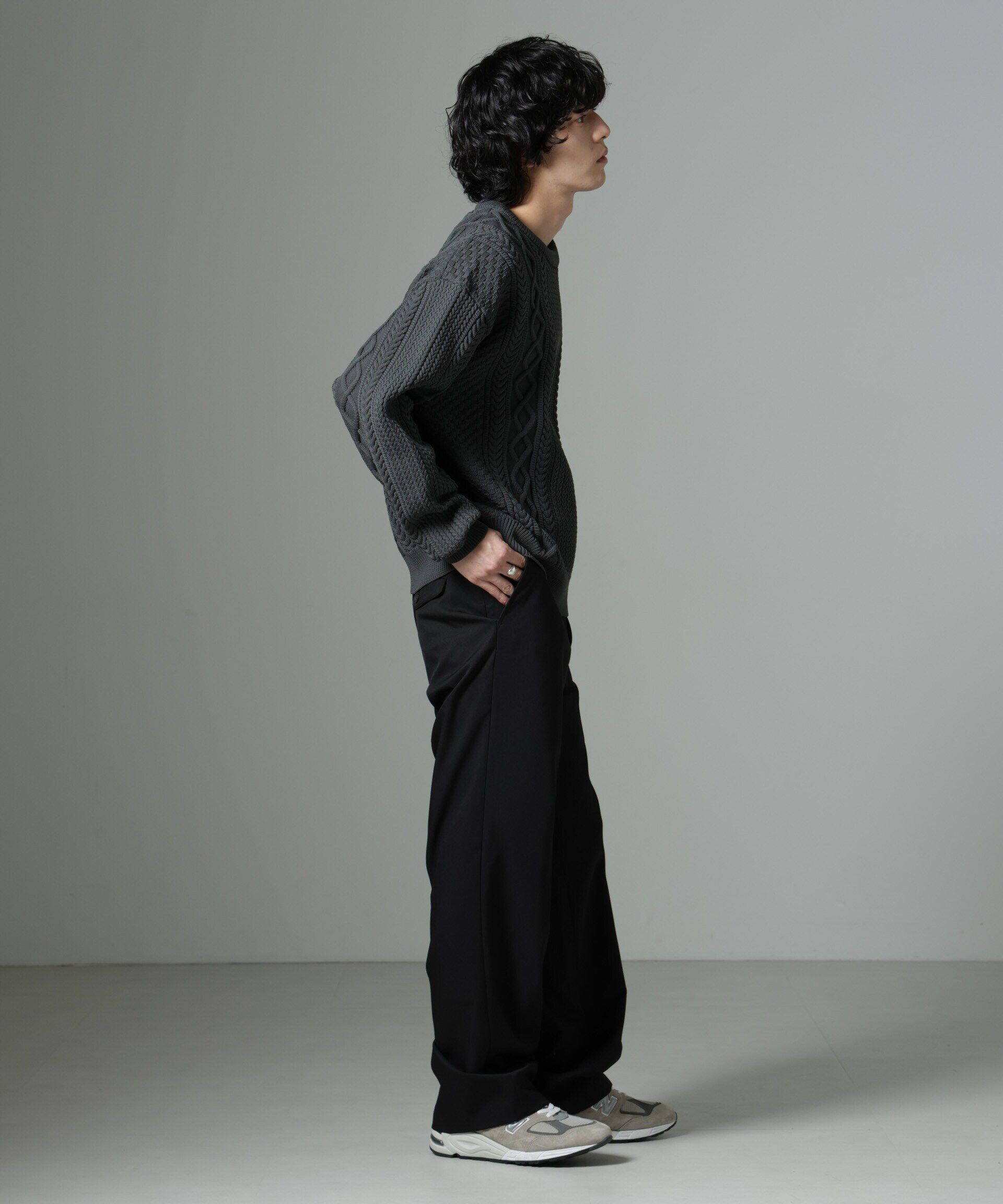 nano･universe「スポンディッシュケーブルニット」|ニット・セーター|