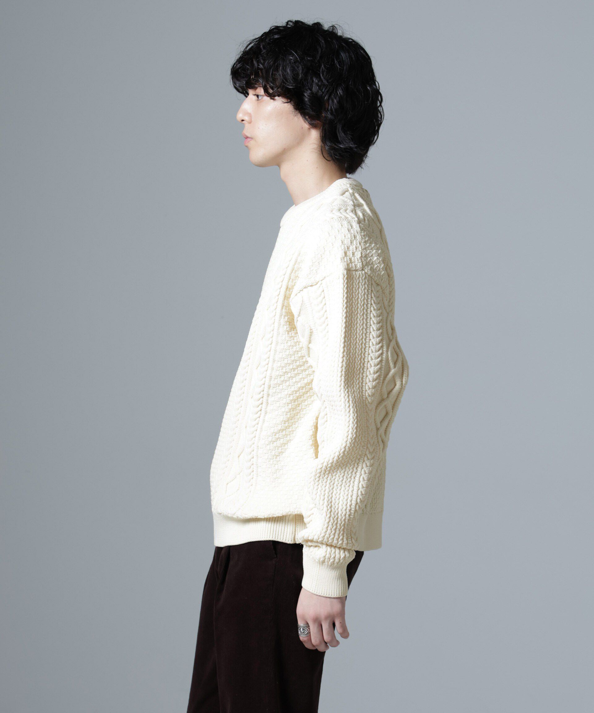 nano･universe「スポンディッシュケーブルニット」|ニット・セーター|