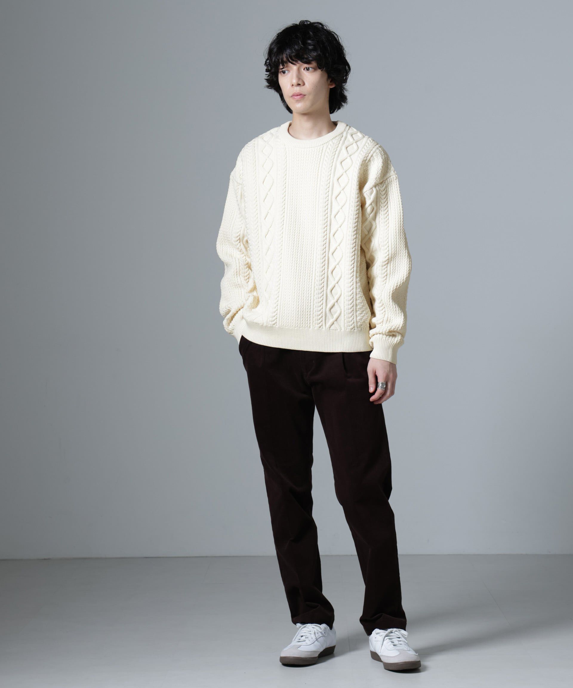 nano･universe「スポンディッシュケーブルニット」|ニット・セーター|
