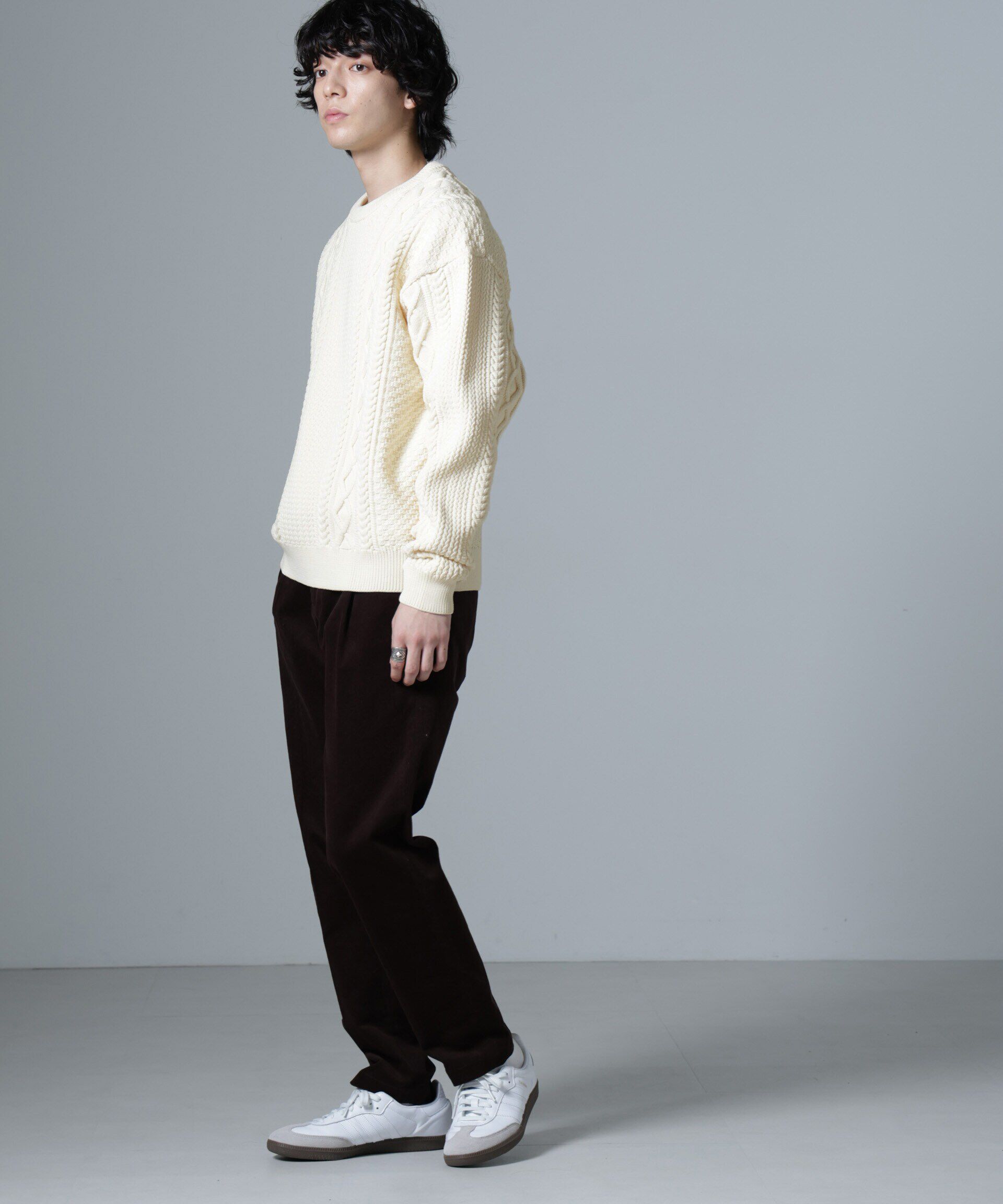 nano･universe「スポンディッシュケーブルニット」|ニット・セーター|