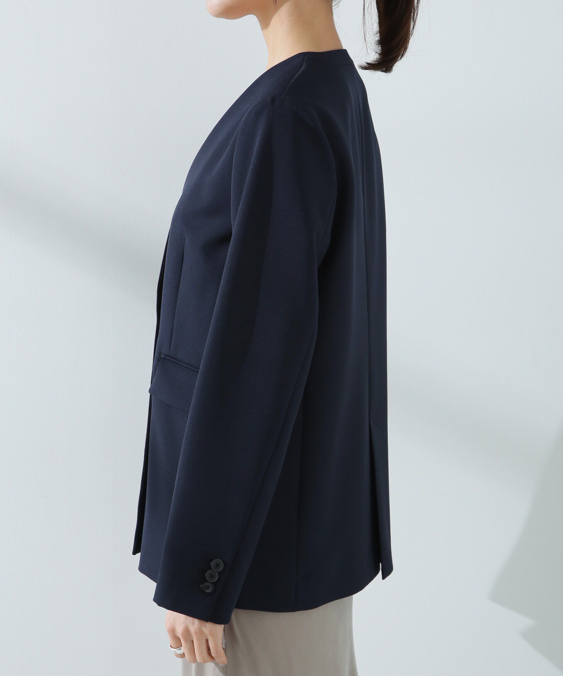 nano･universe「デイリーファンクション Vネックダブルジャケット(セットアップ可)」|テーラードジャケット|