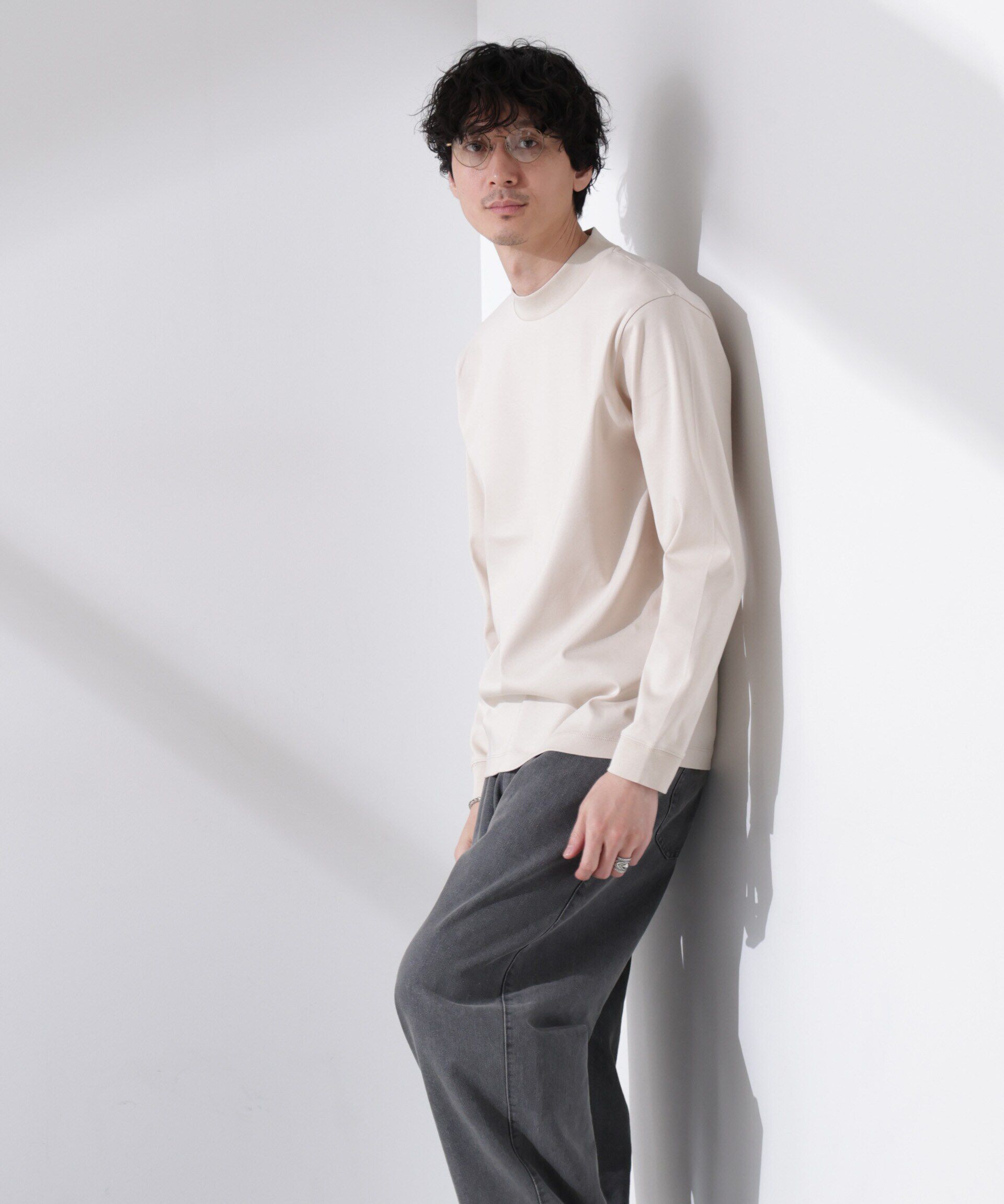 nano･universe「アンチスメルモックネックTシャツ 長袖」|Tシャツ・カットソー|ベージュ