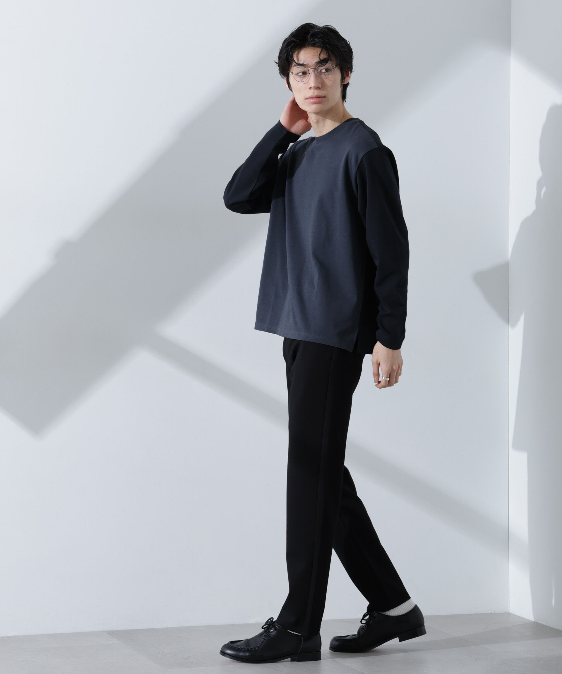 nano･universe「2トーンシルケットTシャツ 長袖」|Tシャツ・カットソー|