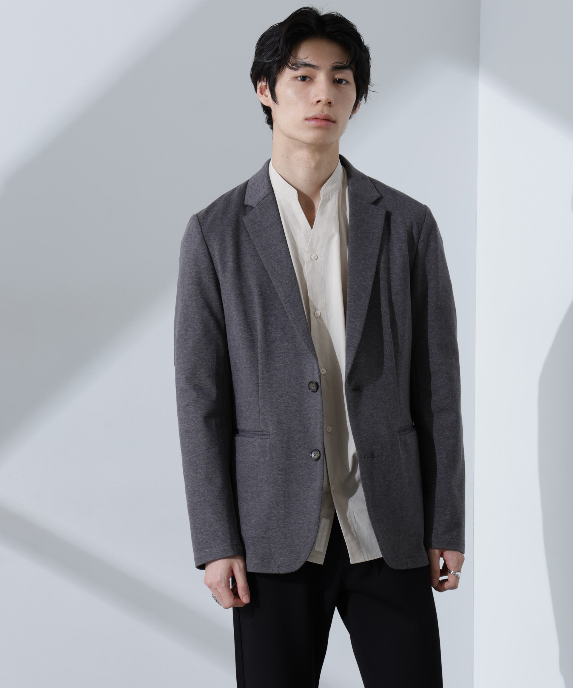 nano･universe「ストレッチカノコジャケット(セットアップ可)」|テーラードジャケット|チャコール3