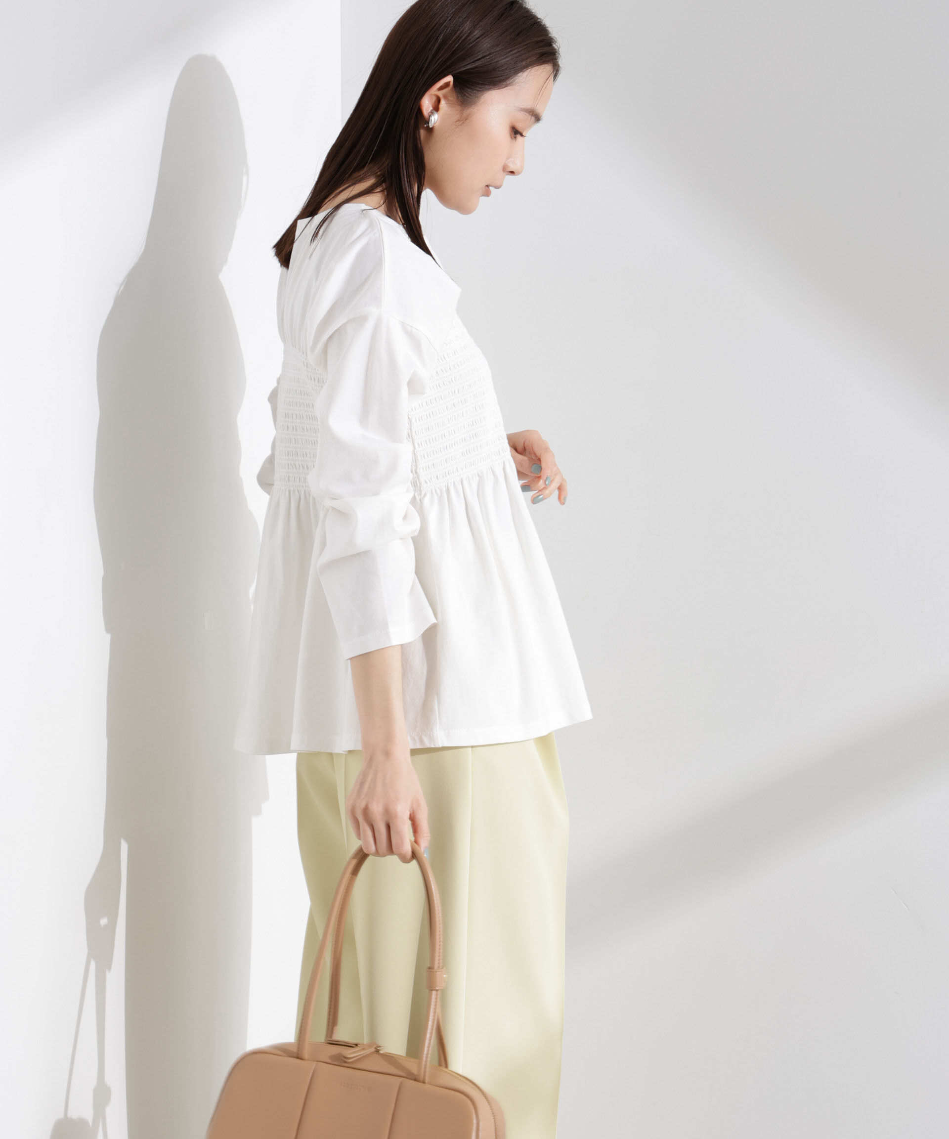 nano･universe「シャーリングデザインカットソー」|Tシャツ・カットソー|