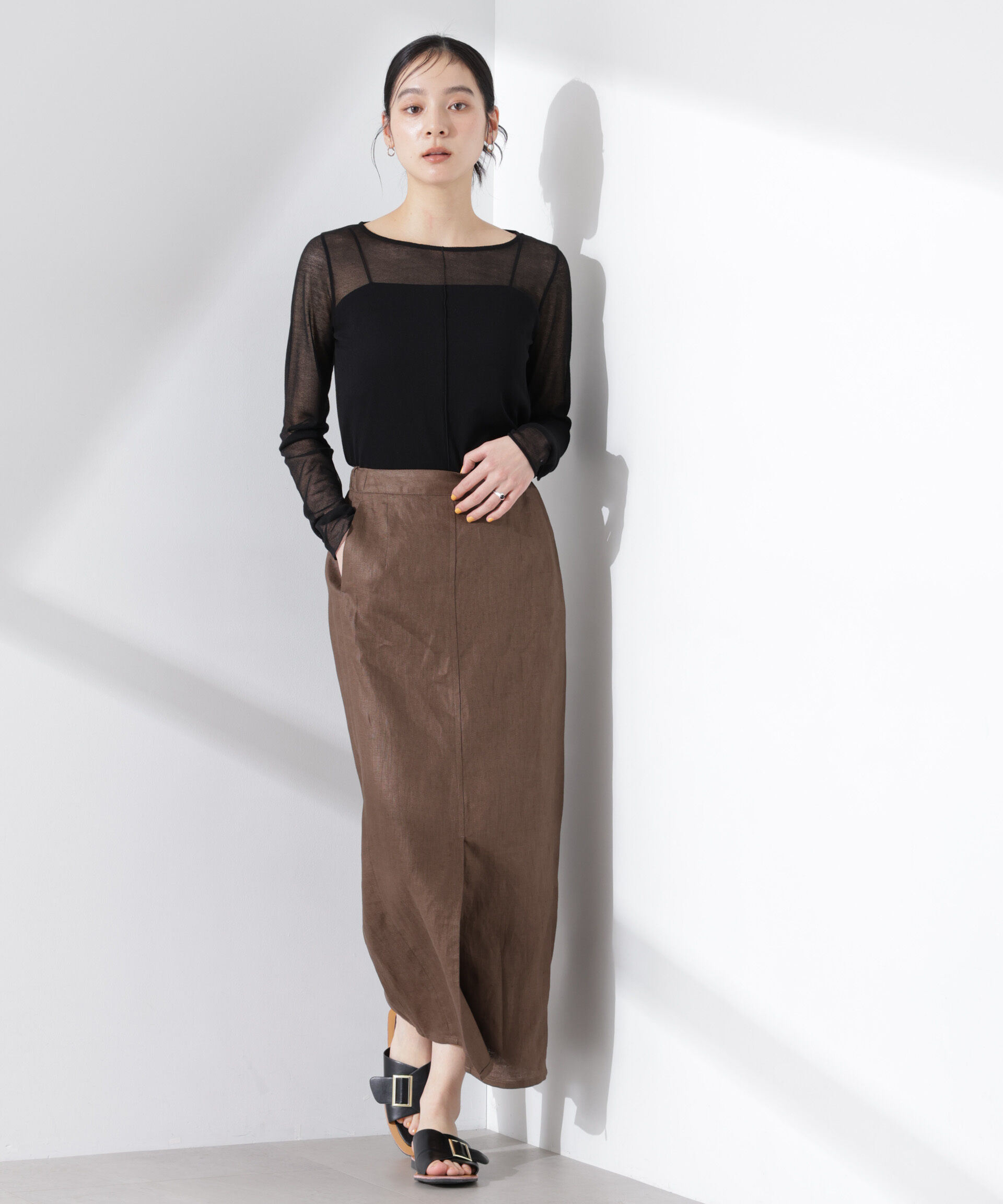 nano･universe「ヨーロピアンフラックス サイド切替Iラインスカート（セットアップ可）」|スカート|