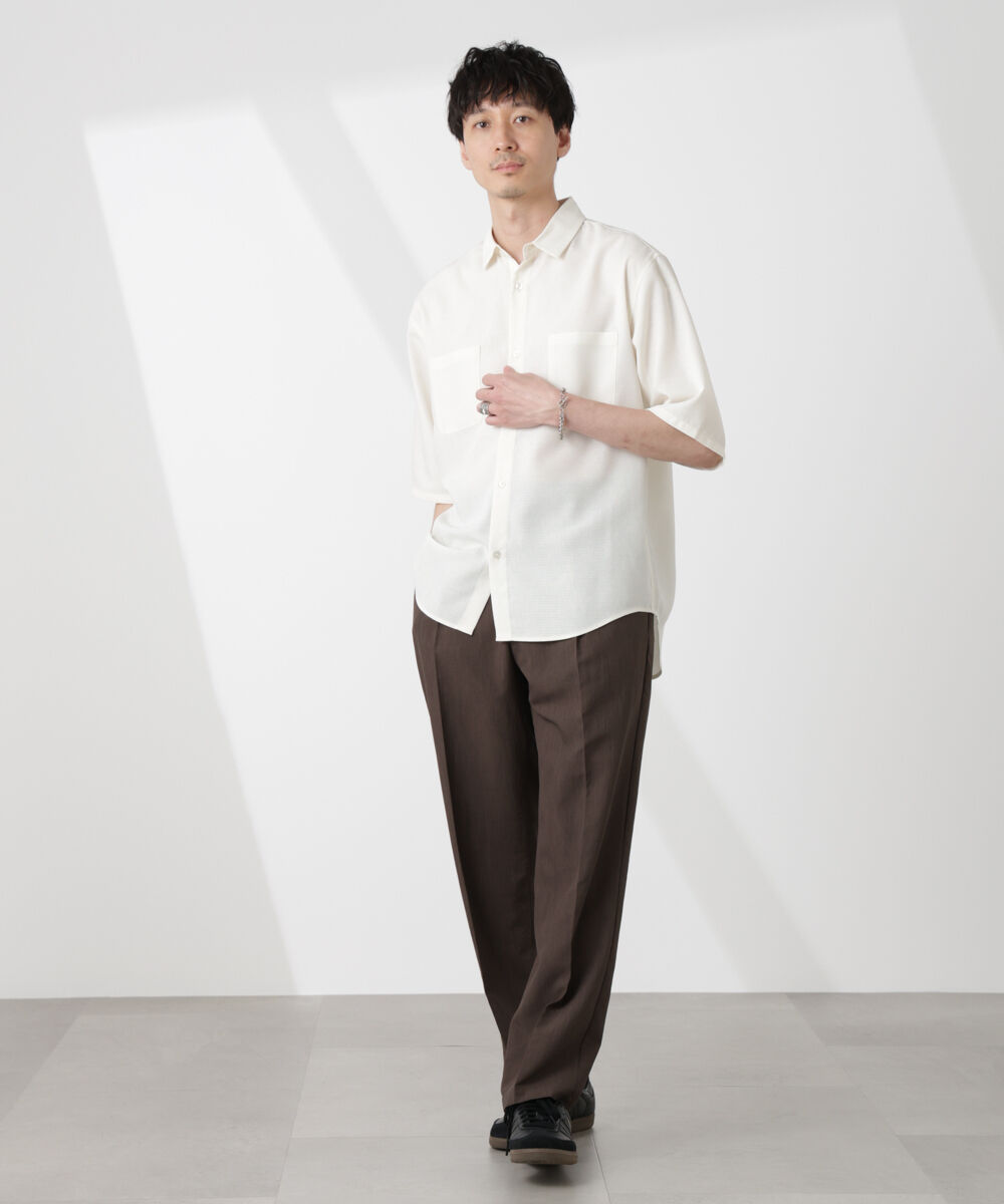 nano･universe「テックリネンシャツ 半袖」|シャツ・ブラウス|