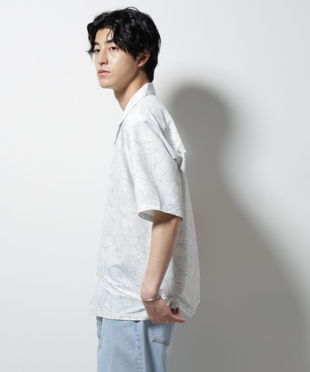 nano･universe「ボタニカルパターンサッカーシャツ 半袖(セットアップ可)」|シャツ・ブラウス|