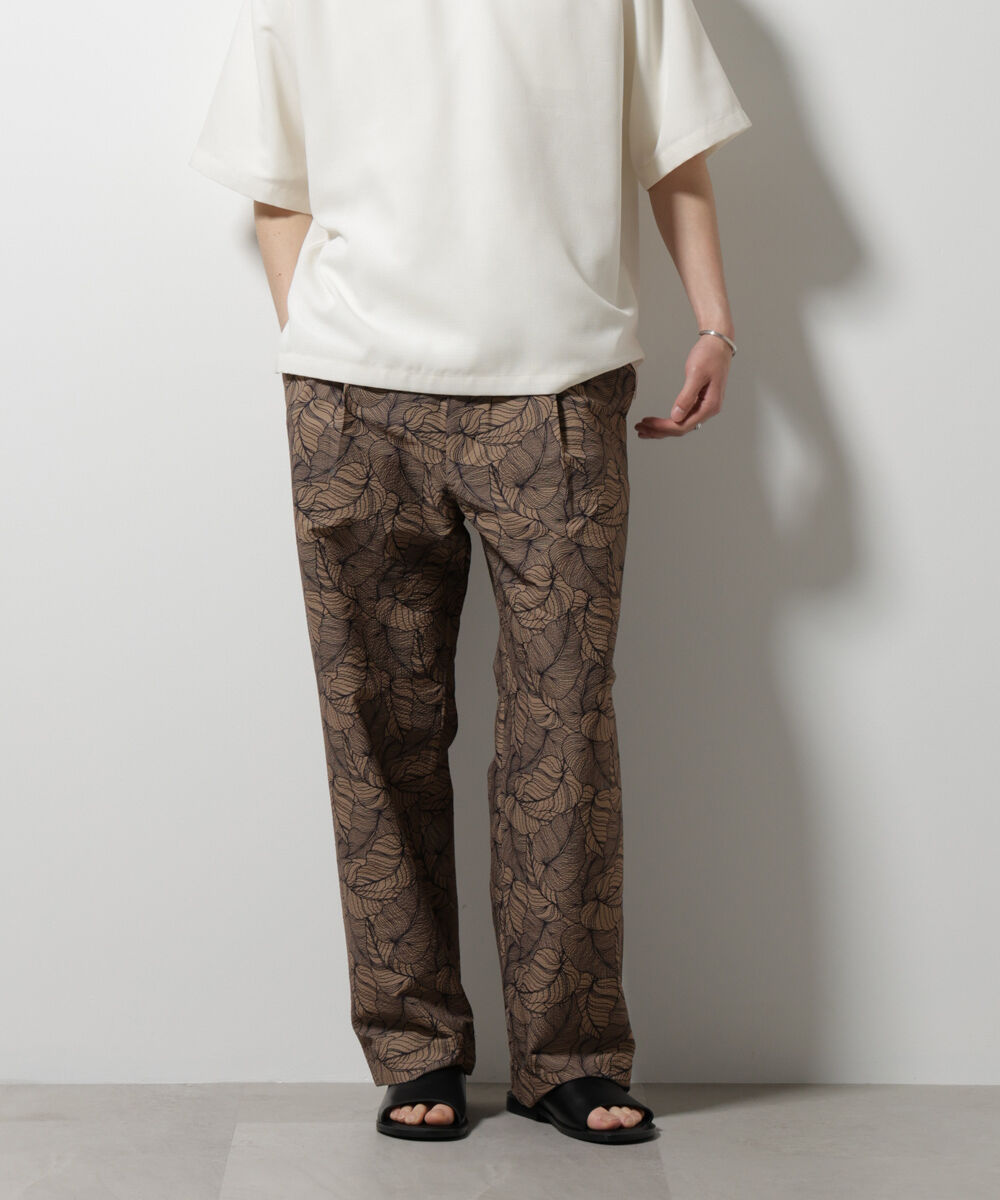 nano･universe「ボタニカルパターンサッカーイージーパンツ(セットアップ可)」|チノ|L.ブラウン1