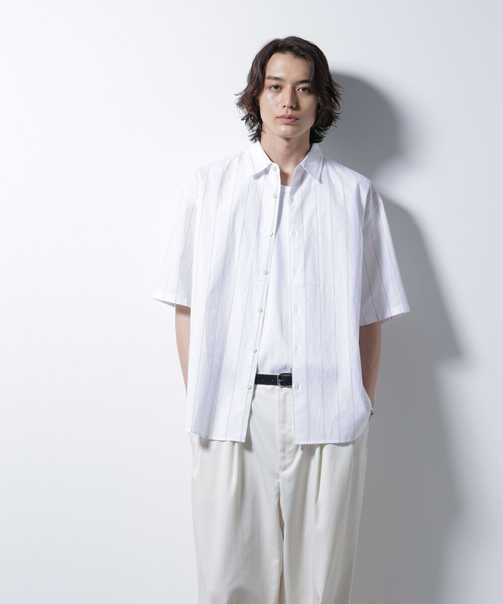 nano･universe「レギュラーカラーコットンリネンストライプシャツ」|シャツ・ブラウス|