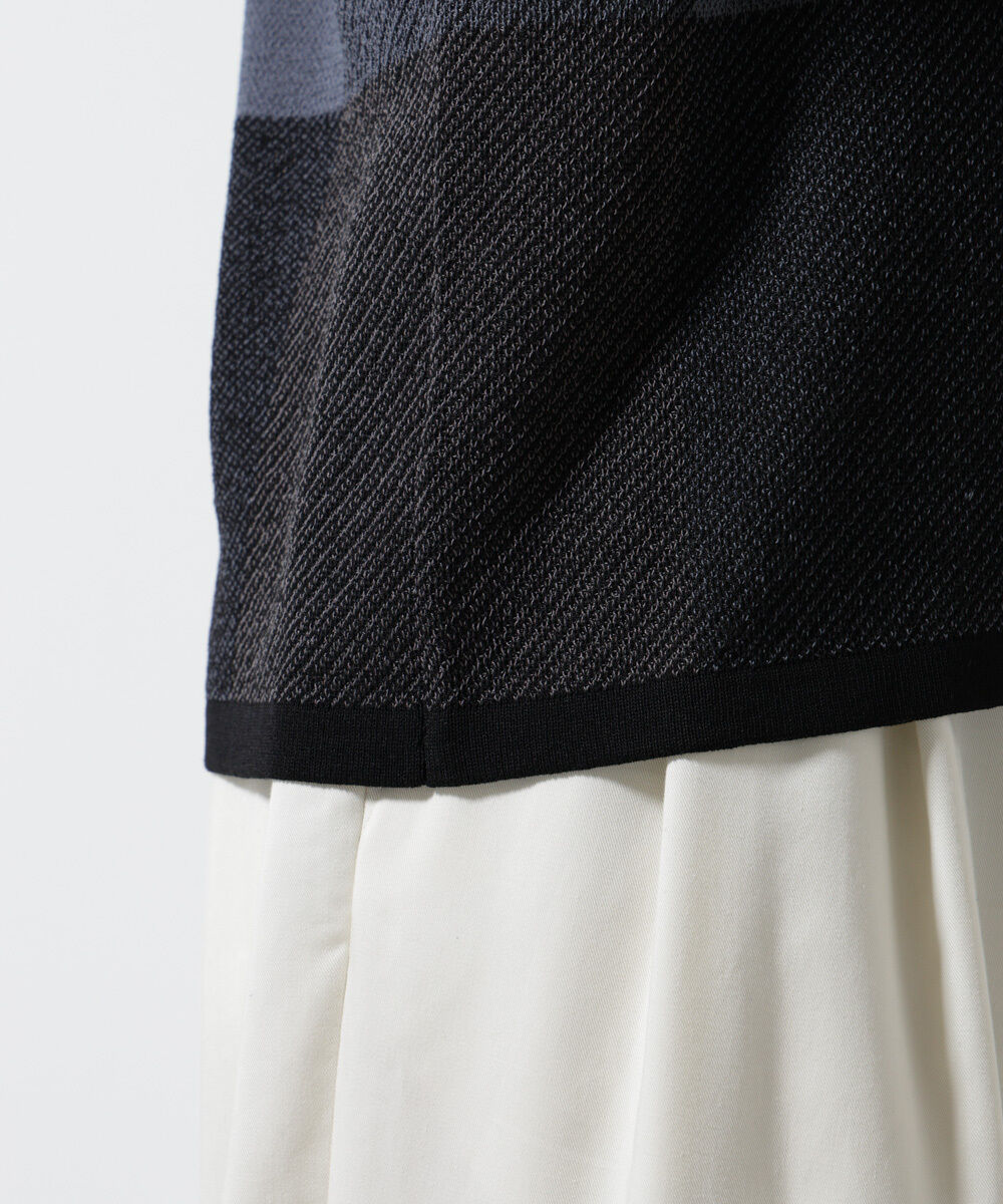 nano･universe「ブロックチェックニットTシャツ 半袖」|ニット・セーター|