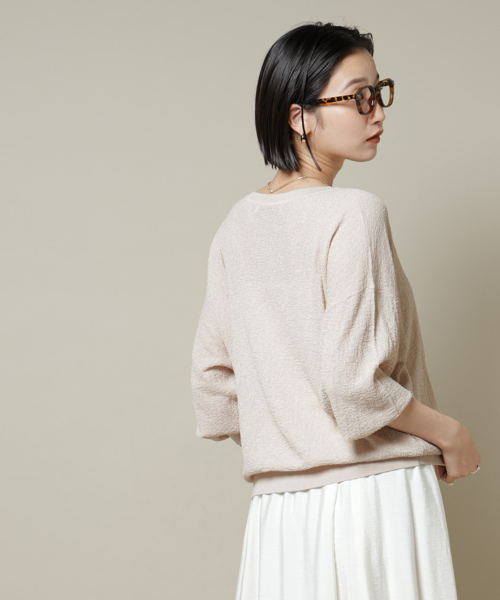 nano･universe「梨地ボートネックワイドシルエットニット」|ニット・セーター|