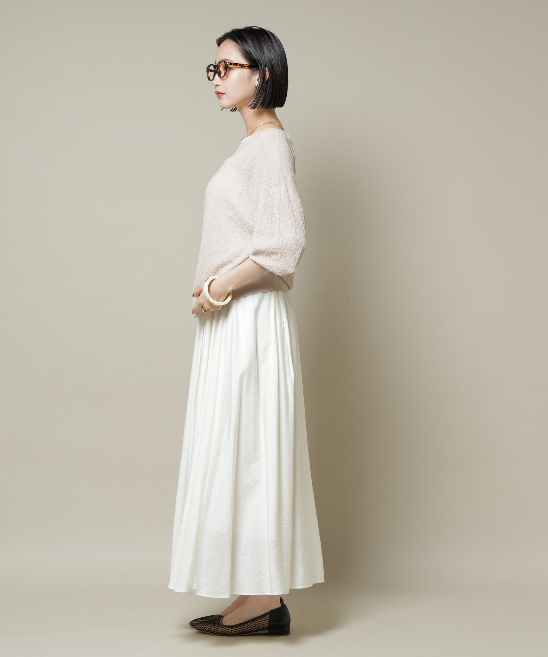 nano･universe「梨地ボートネックワイドシルエットニット」|ニット・セーター|