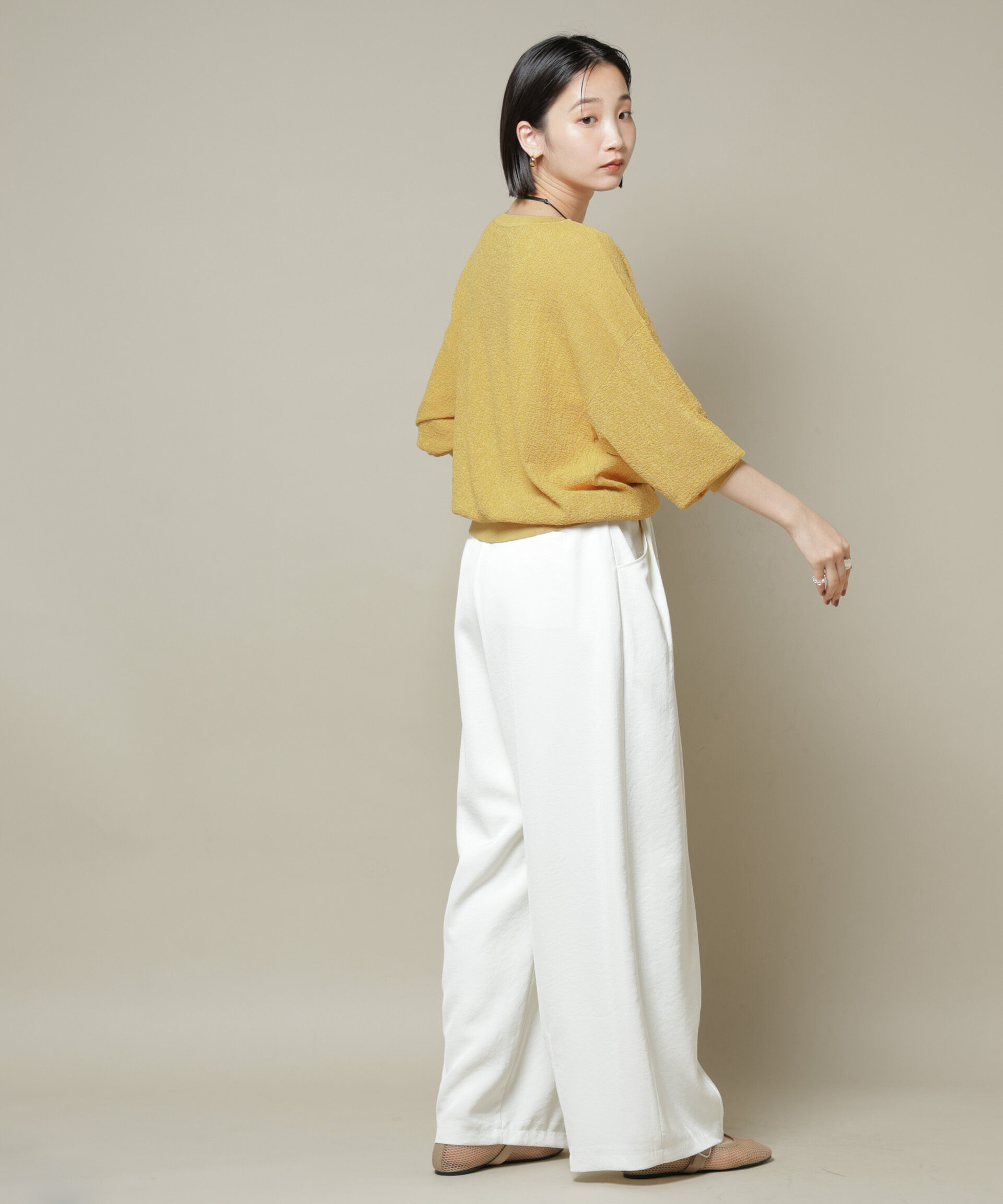 nano･universe「梨地ボートネックワイドシルエットニット」|ニット・セーター|