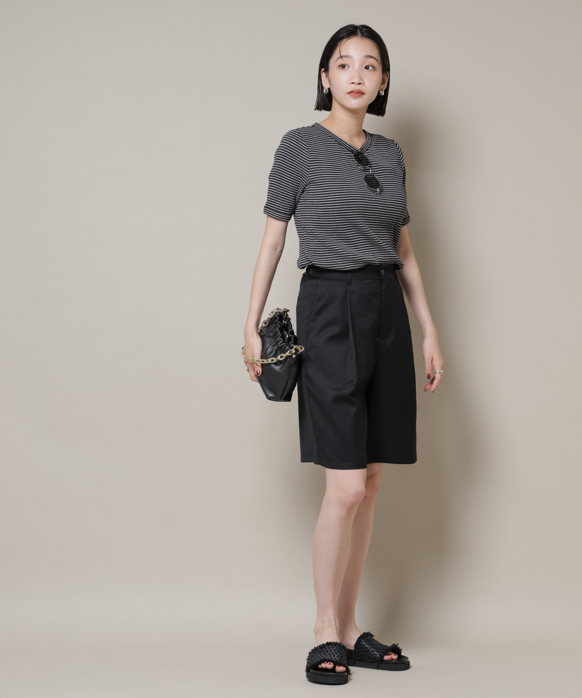 nano･universe「マルチボーダーテレコリブカットトップス」|Tシャツ・カットソー|