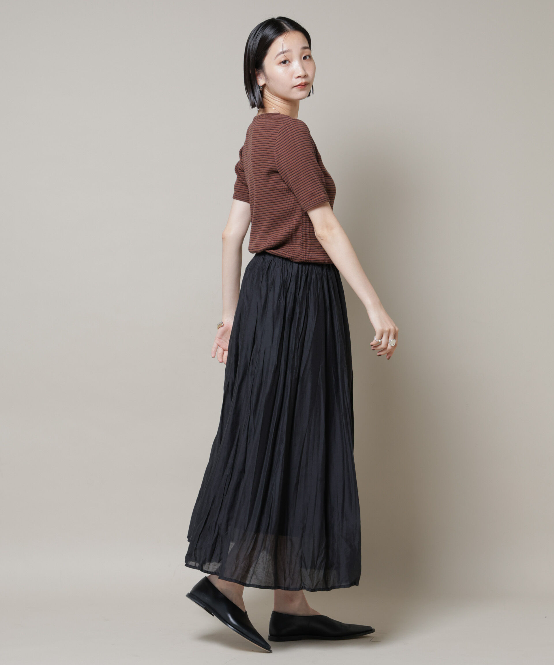 nano･universe「マルチボーダーテレコリブカットトップス」|Tシャツ・カットソー|