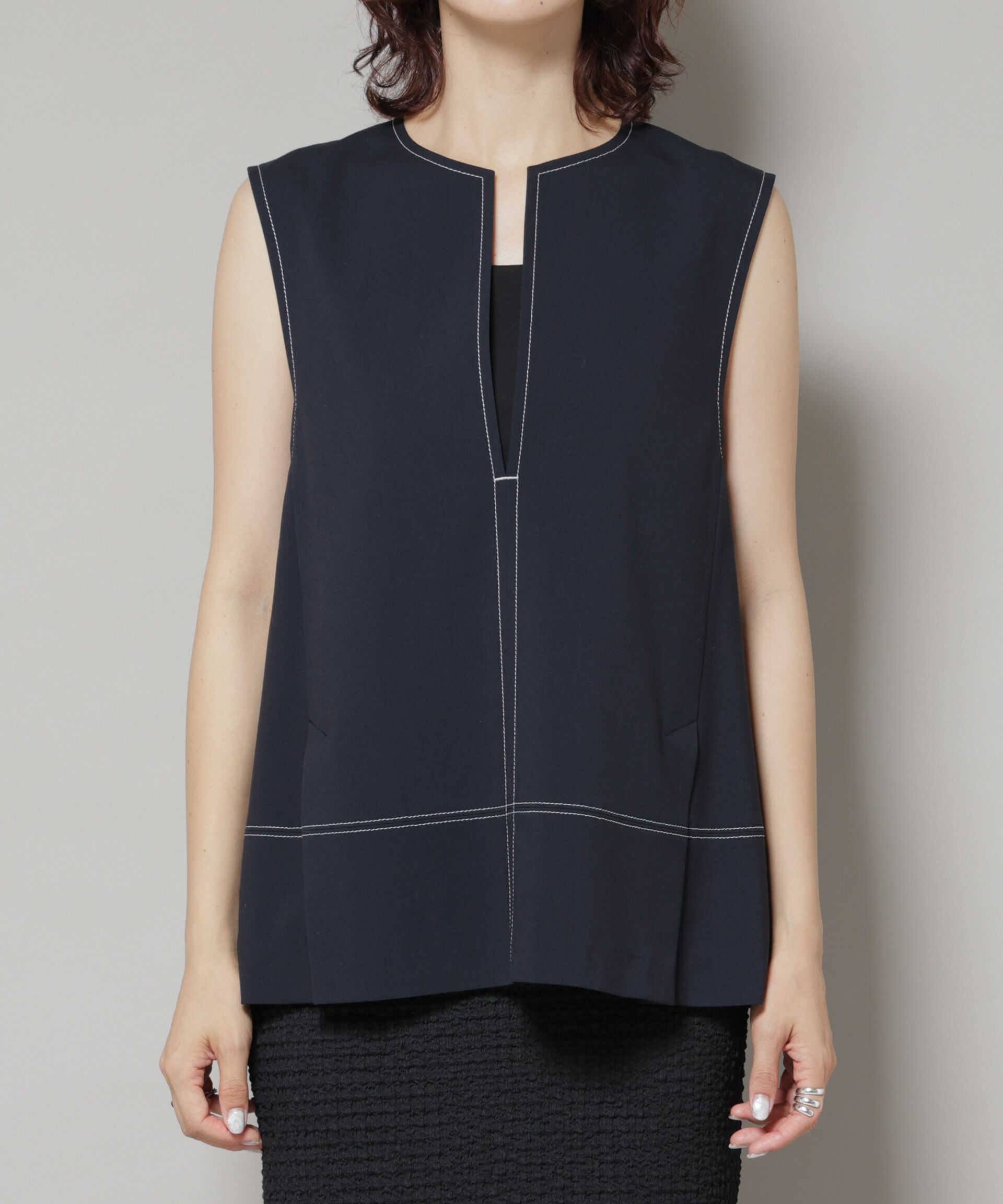 nano･universe「ドライウェザーストレッチバイカラーステッチベスト(セットアップ可)」|シャツ・ブラウス|