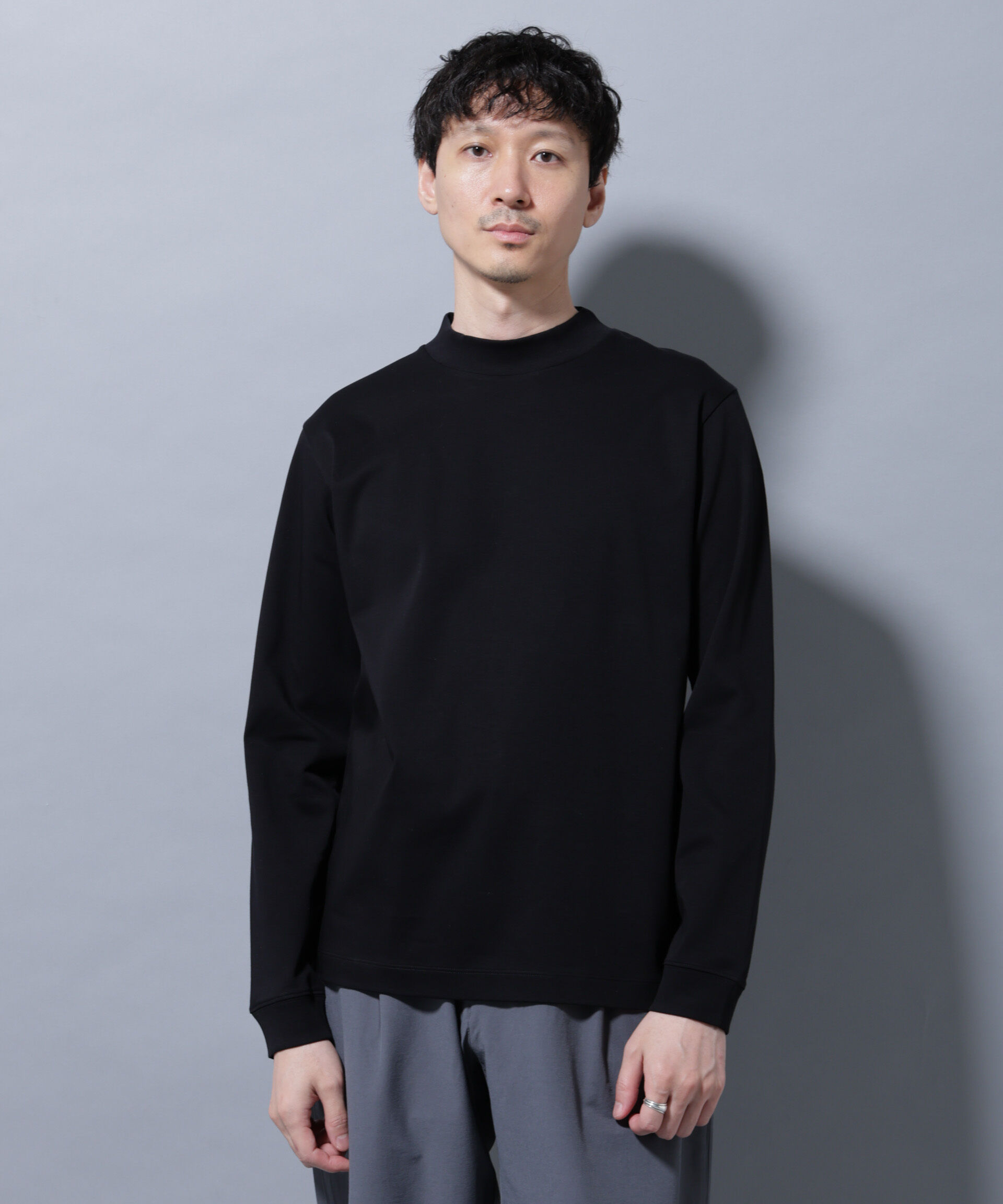 nano･universe「アンチスメルモックネックTシャツ 長袖」|Tシャツ・カットソー|ブラック