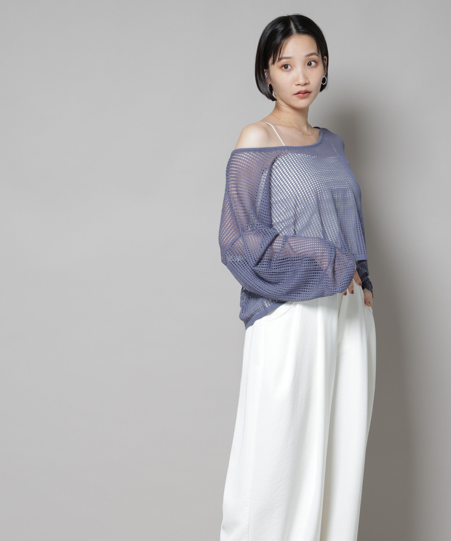nano･universe「メッシュレイヤードニットアンサンブル」|ニット・セーター|