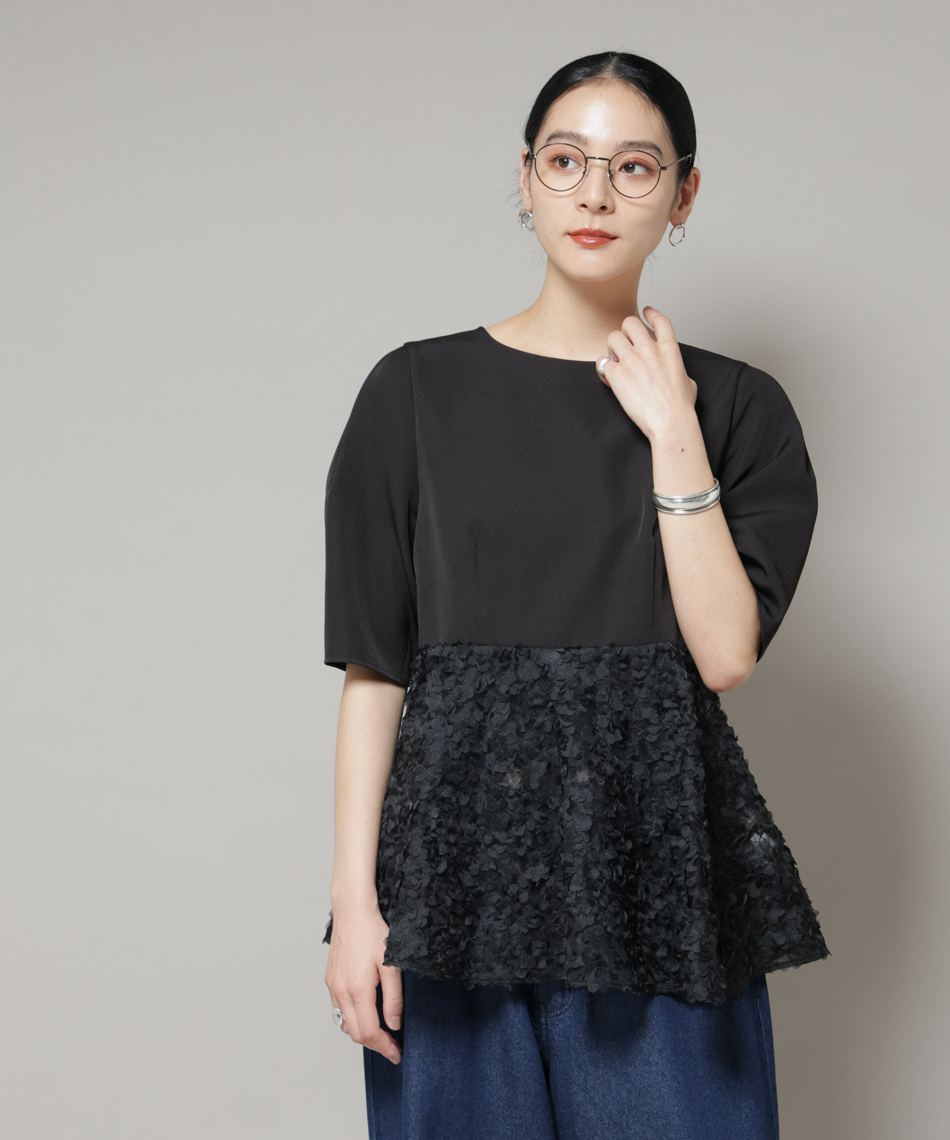 nano･universe「ペタルエンブロイダリーペプラムブラウス」|シャツ・ブラウス|