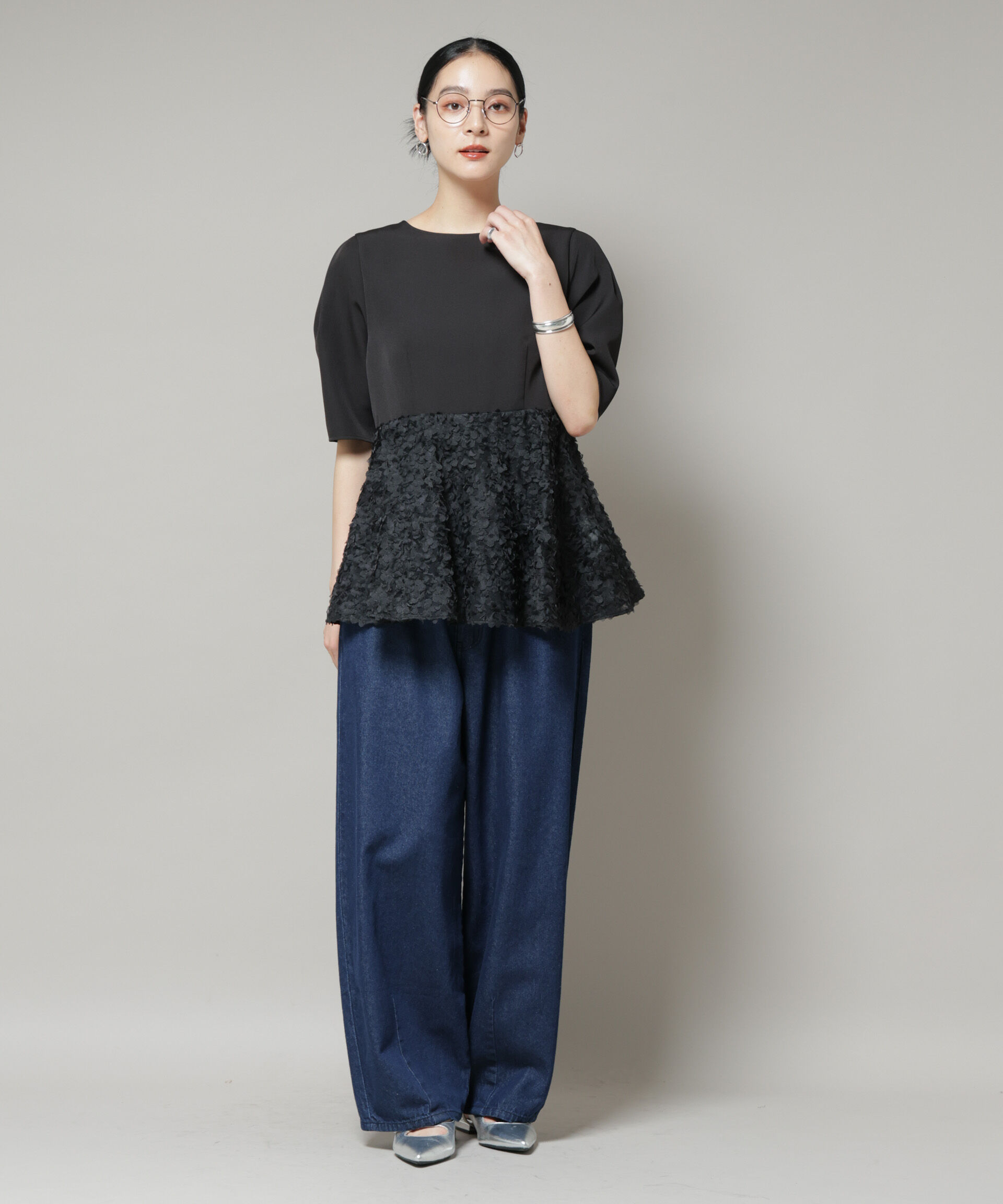 nano･universe「ペタルエンブロイダリーペプラムブラウス」|シャツ・ブラウス|