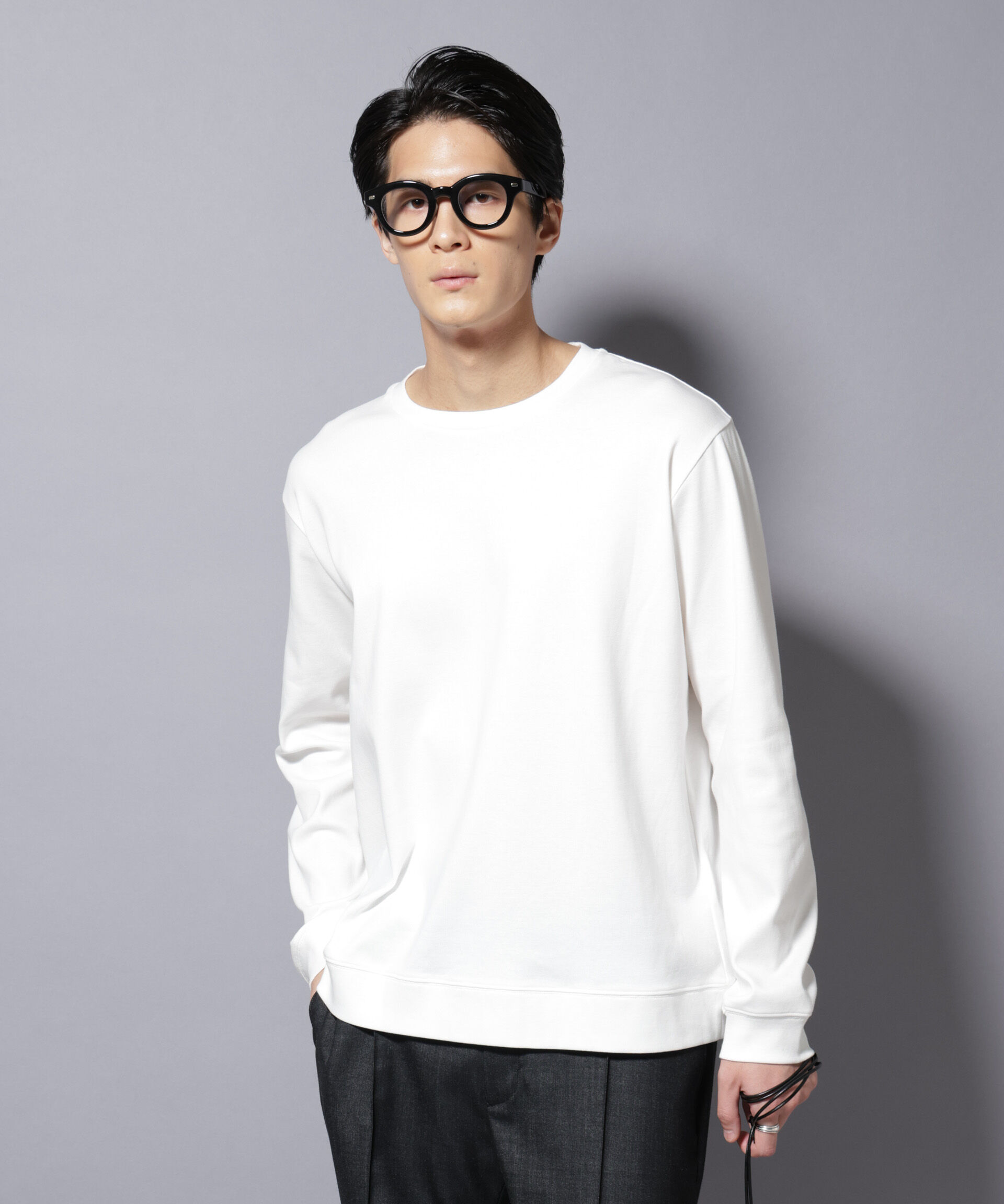 nano･universe「「FORMAL JERSEY」 クルーネックカットソー長袖」|Tシャツ・カットソー|ホワイト