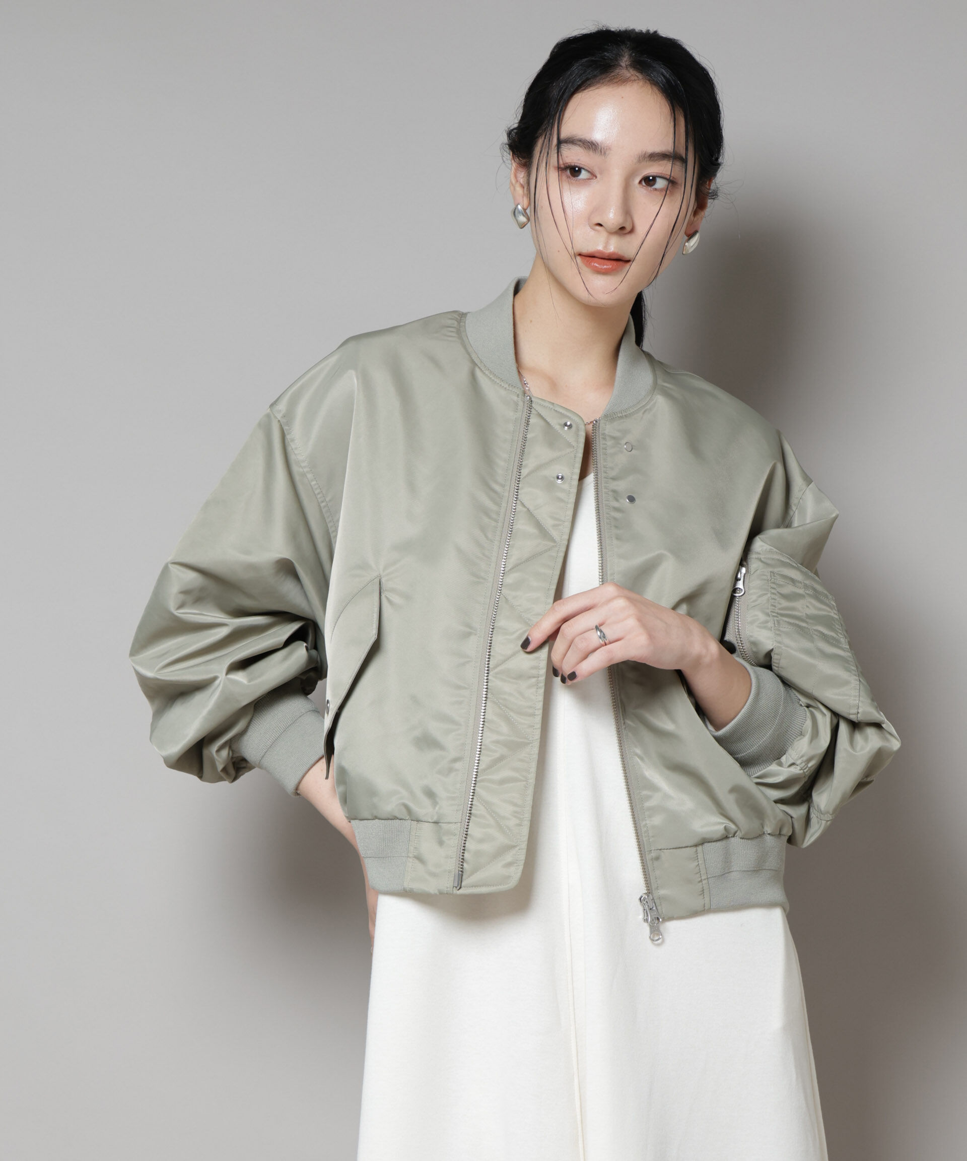 nano･universe「ナイロンツイルMA-1ブルゾン」|ブルゾン・スタジャン|カーキベージ 6