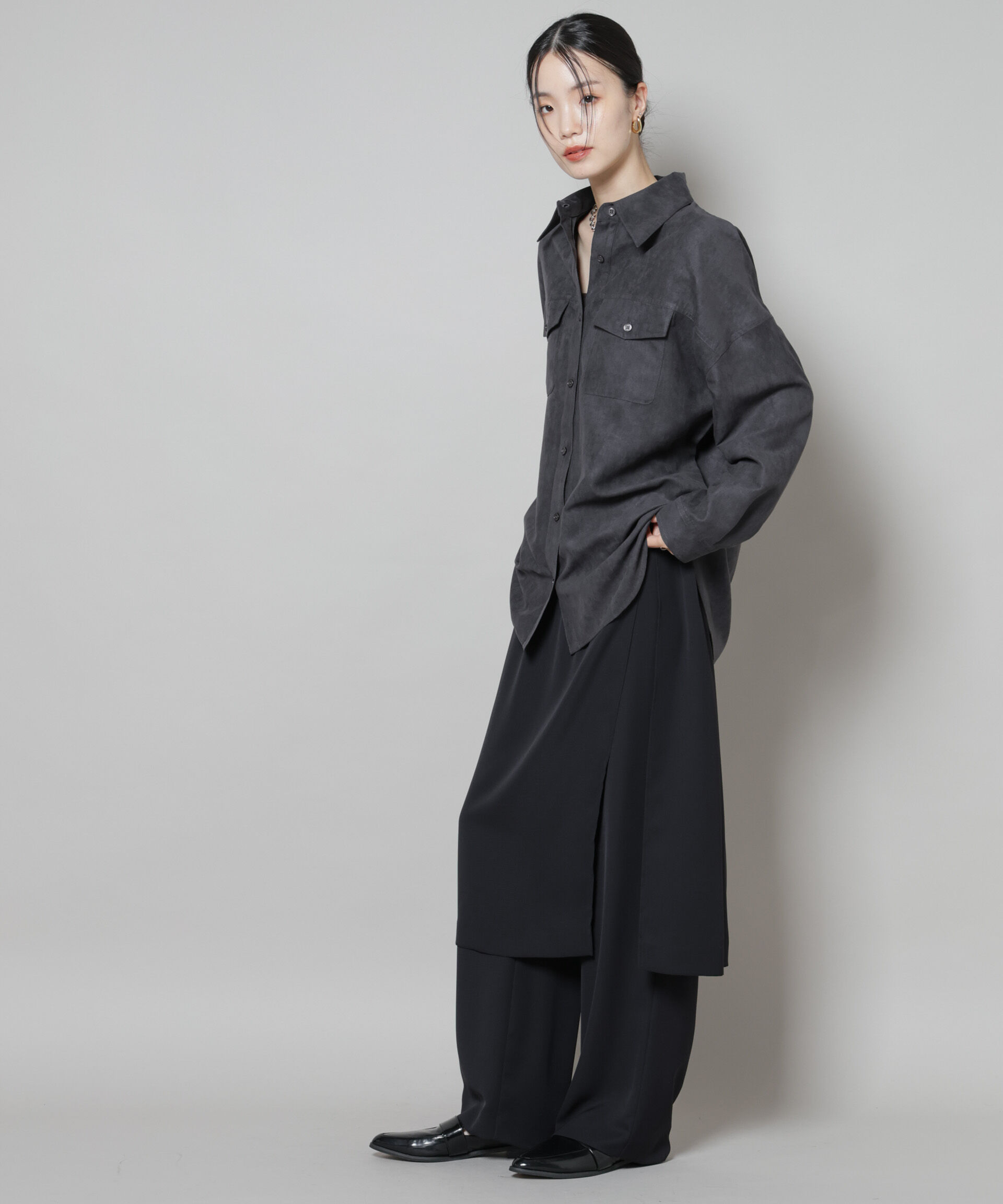 nano･universe「フェイクスエードシャツ(セットアップ可)」|シャツ・ブラウス|