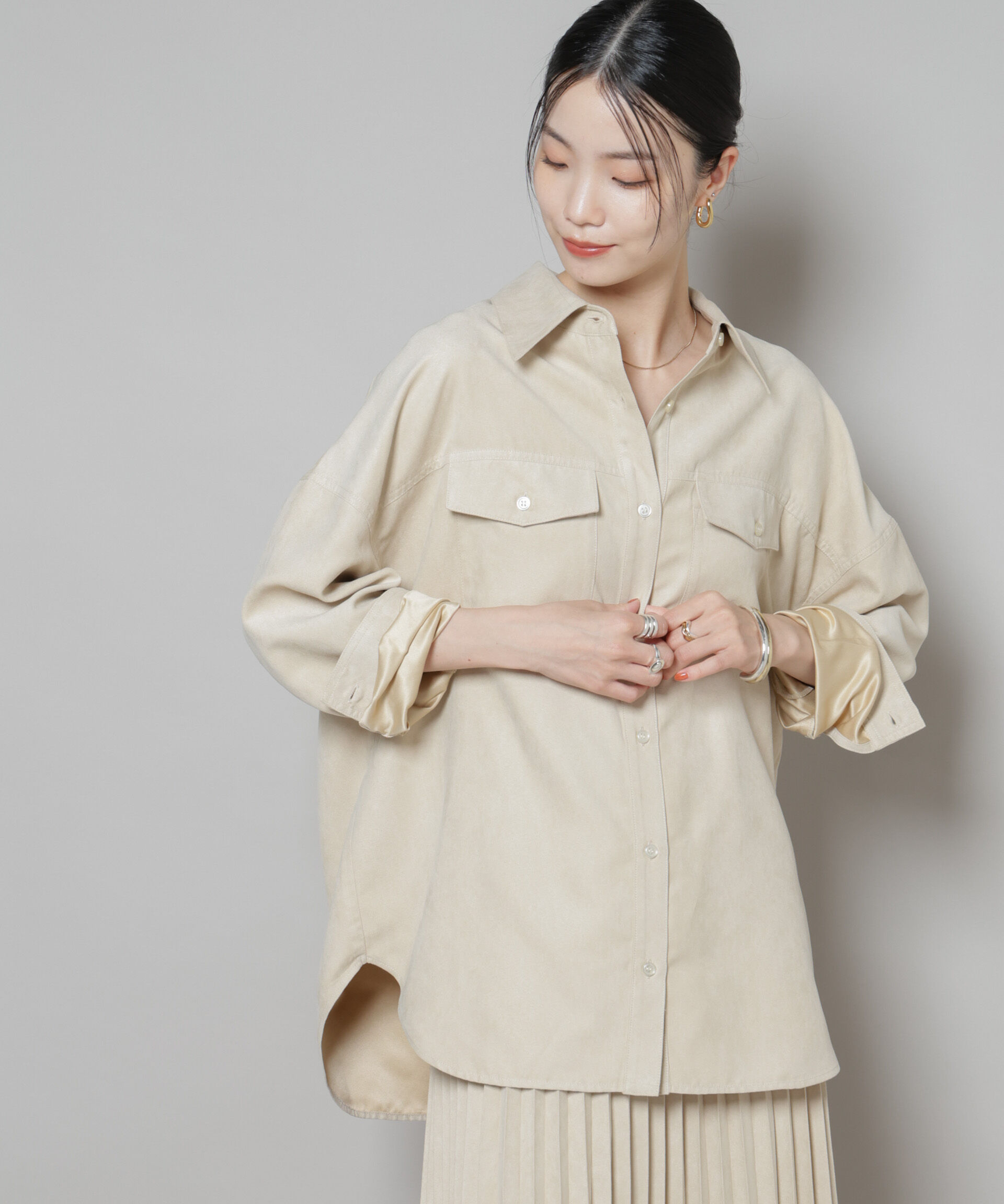 nano･universe「フェイクスエードシャツ(セットアップ可)」|シャツ・ブラウス|