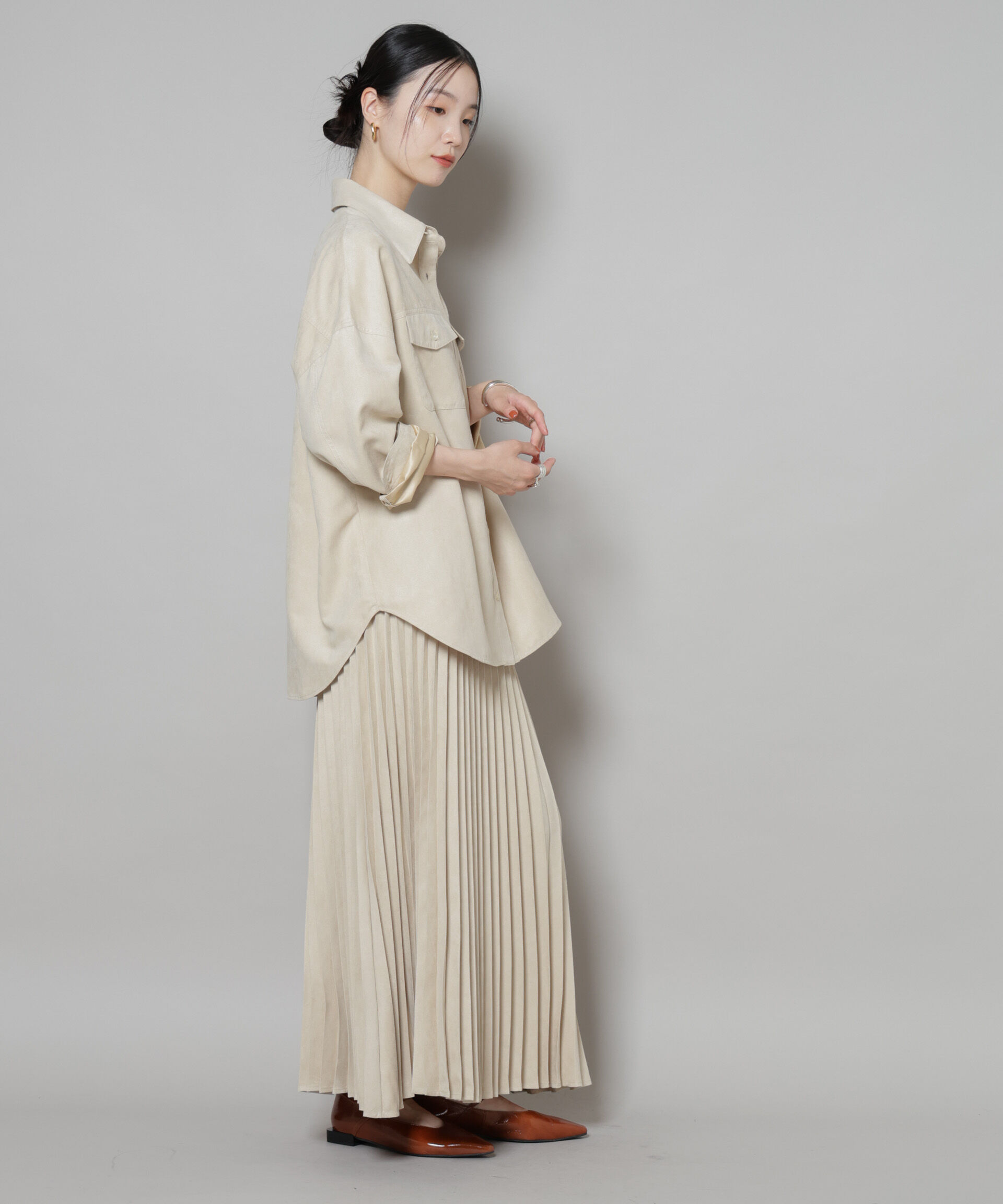 nano･universe「フェイクスエードシャツ(セットアップ可)」|シャツ・ブラウス|